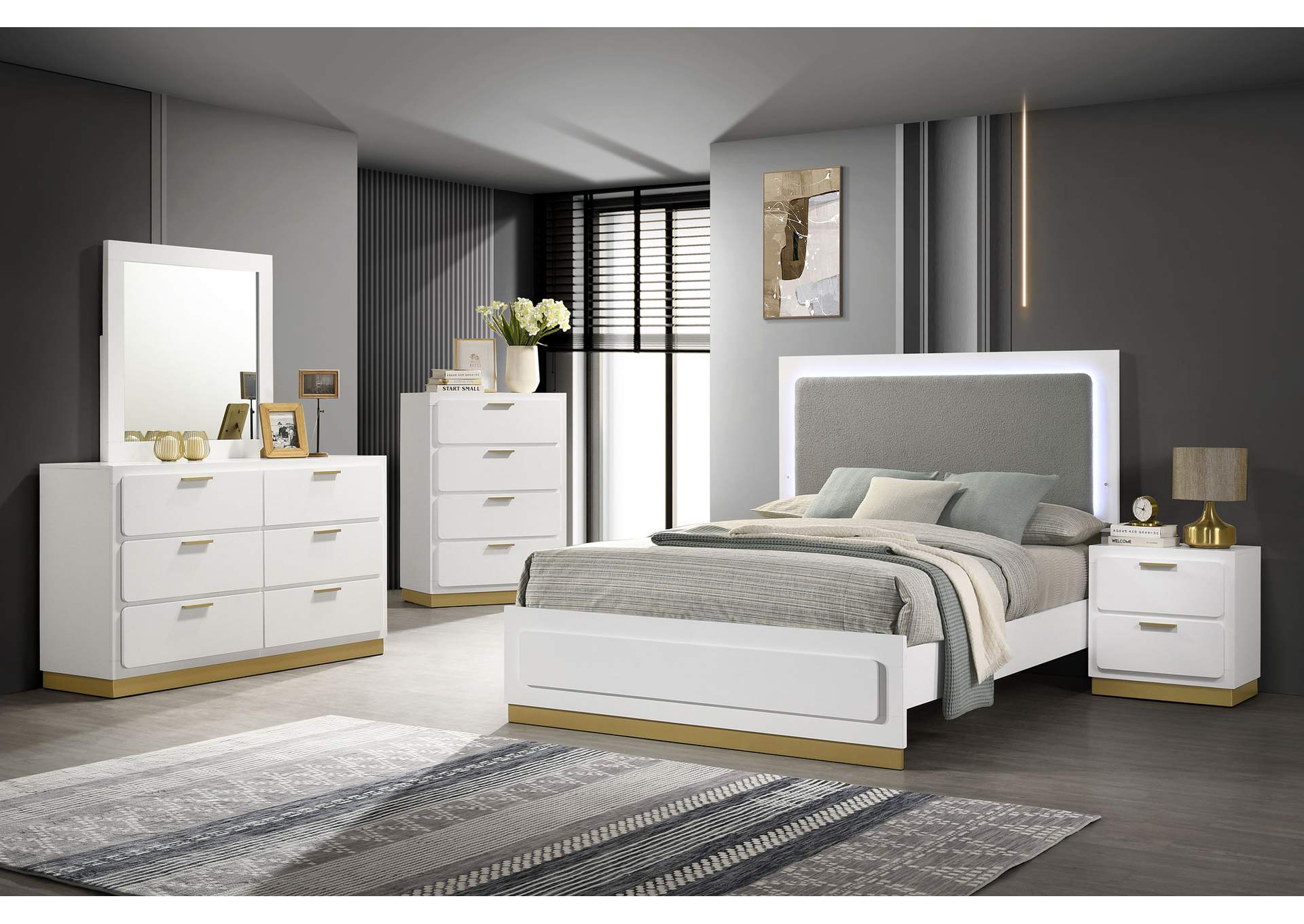 Caraway 5-piece California King Bedroom Set White