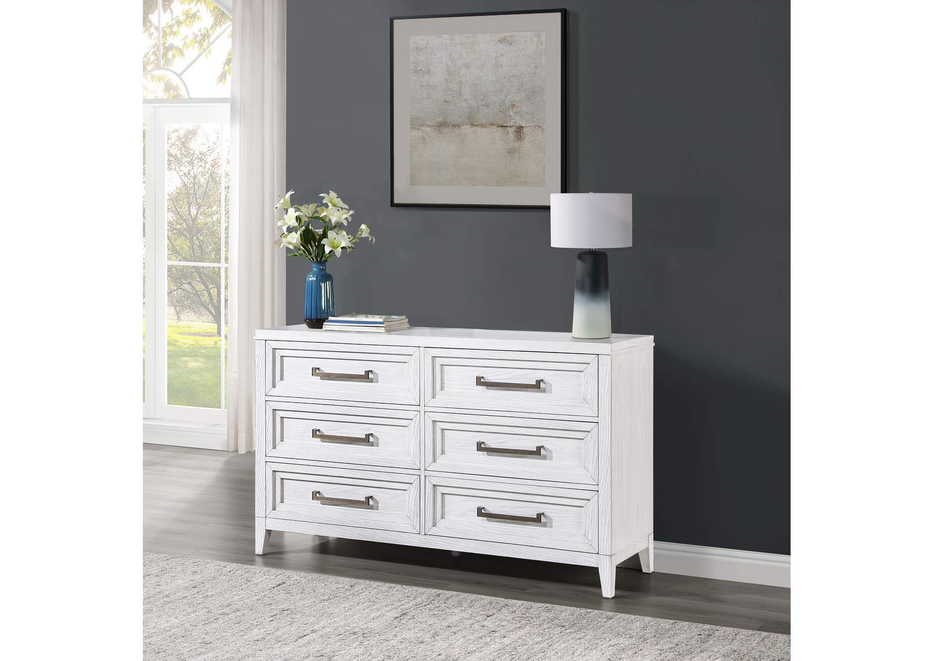 Marielle 6-drawer Bedroom Dresser Distressed White