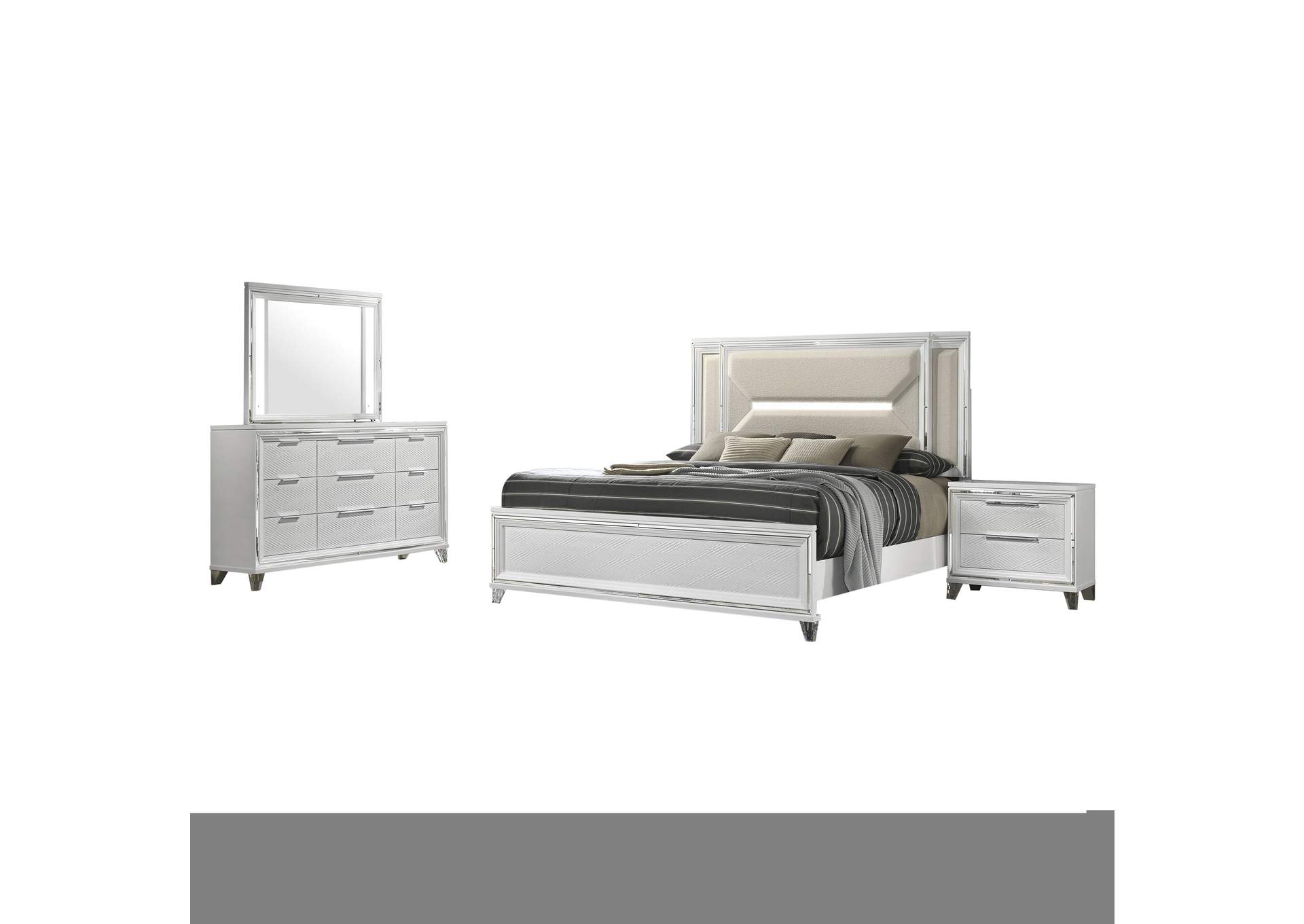 Marmore 4-piece Eastern King Bedroom Set White