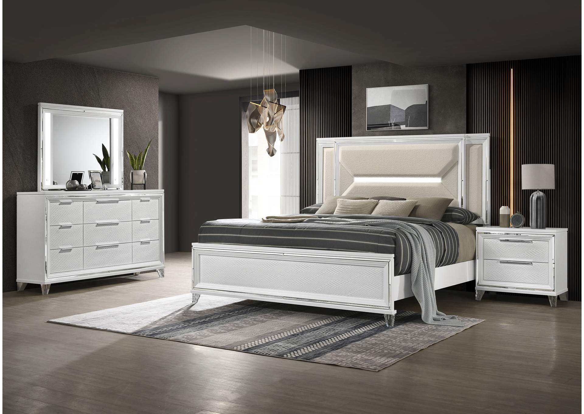 Marmore 4-piece California King Bedroom Set White