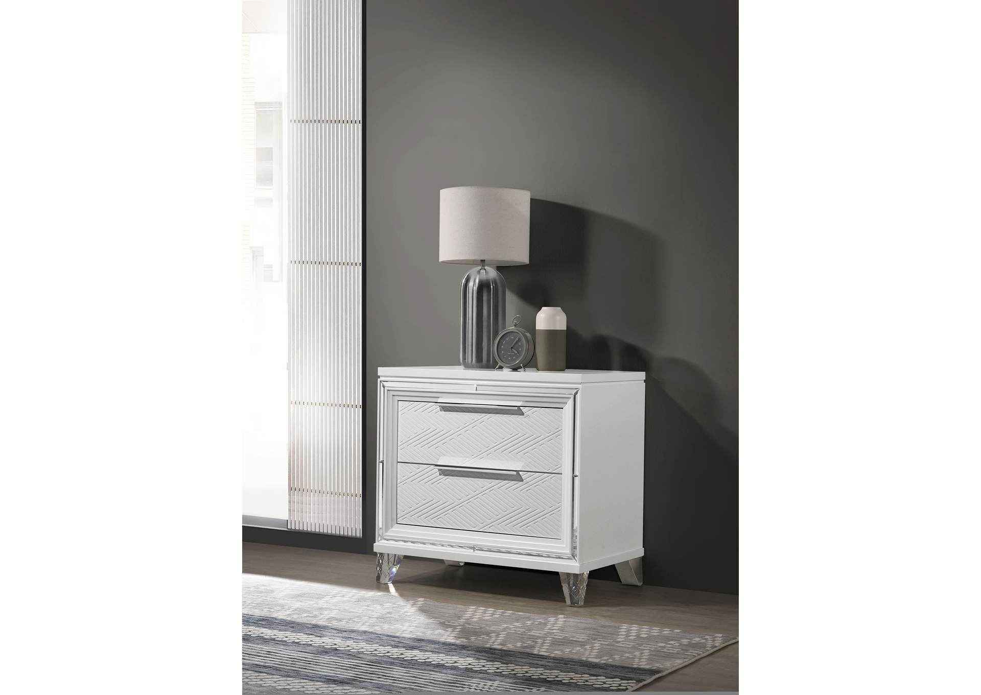 Marmore 2-drawer Nightstand Bedside Table White
