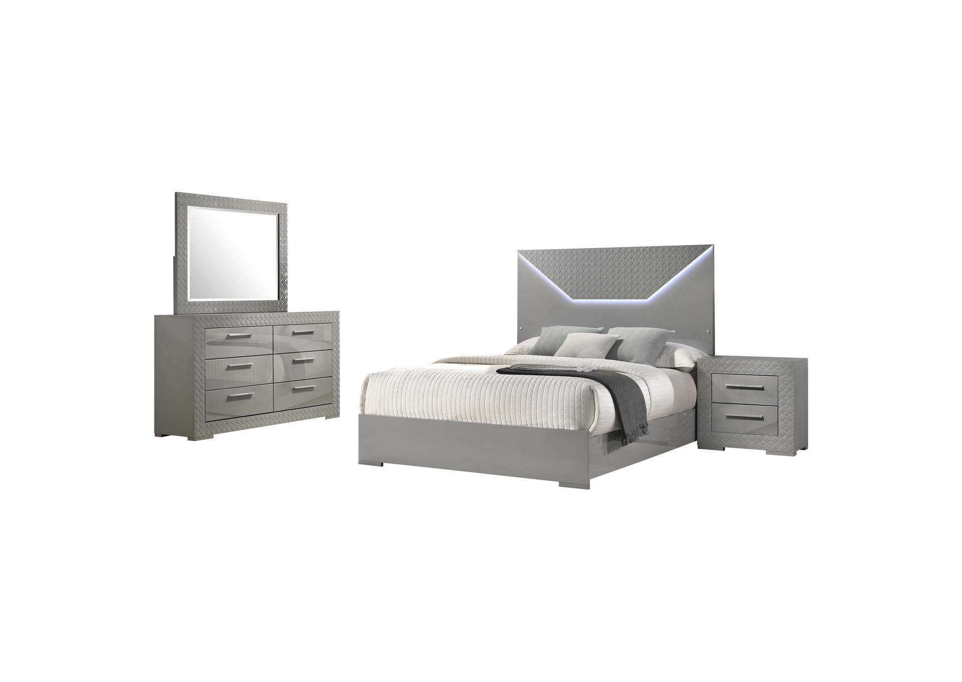 Ives 4-piece Eastern King Bedroom Set Grey High Gloss image 19