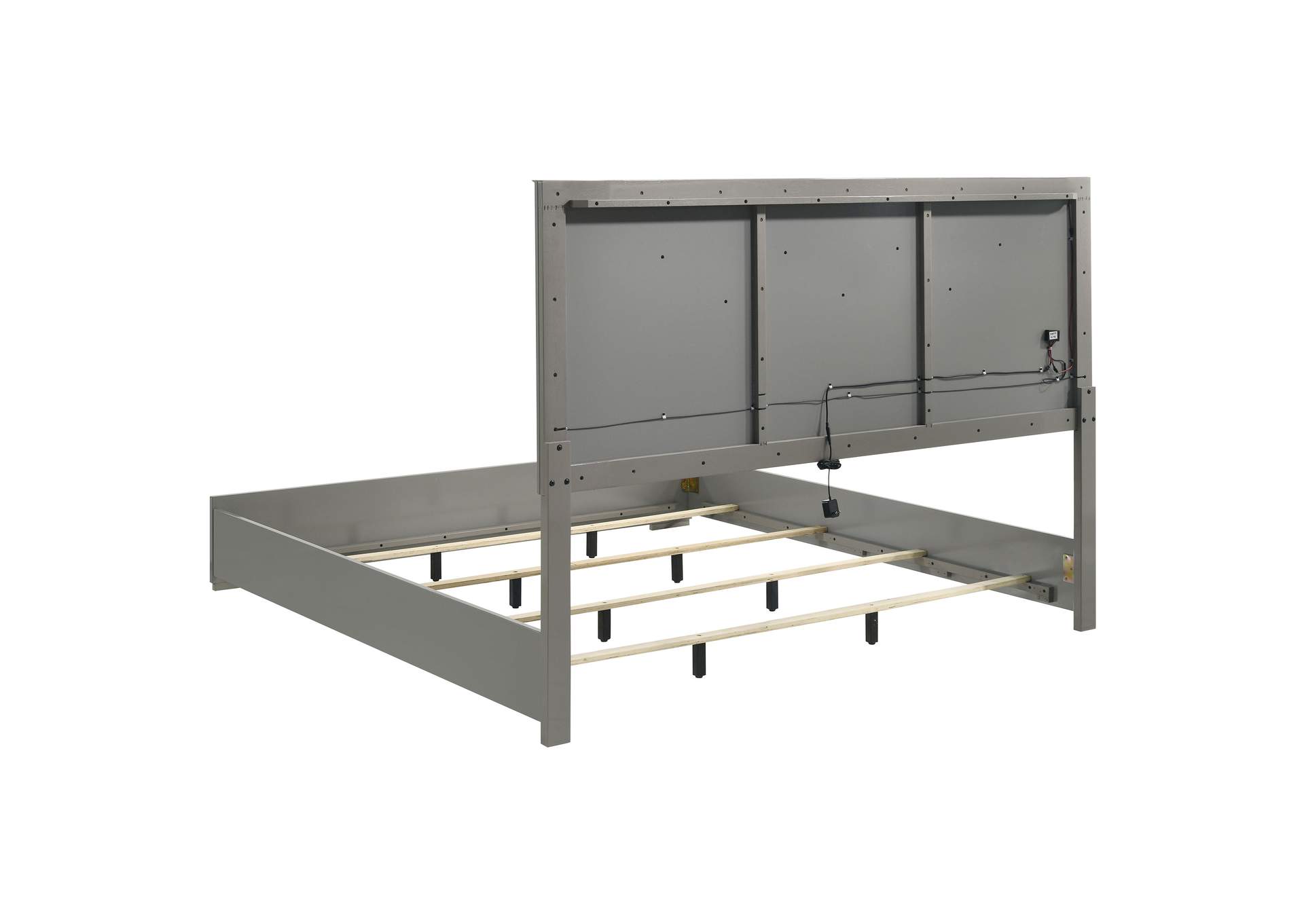 Ives 4-piece Eastern King Bedroom Set Grey High Gloss