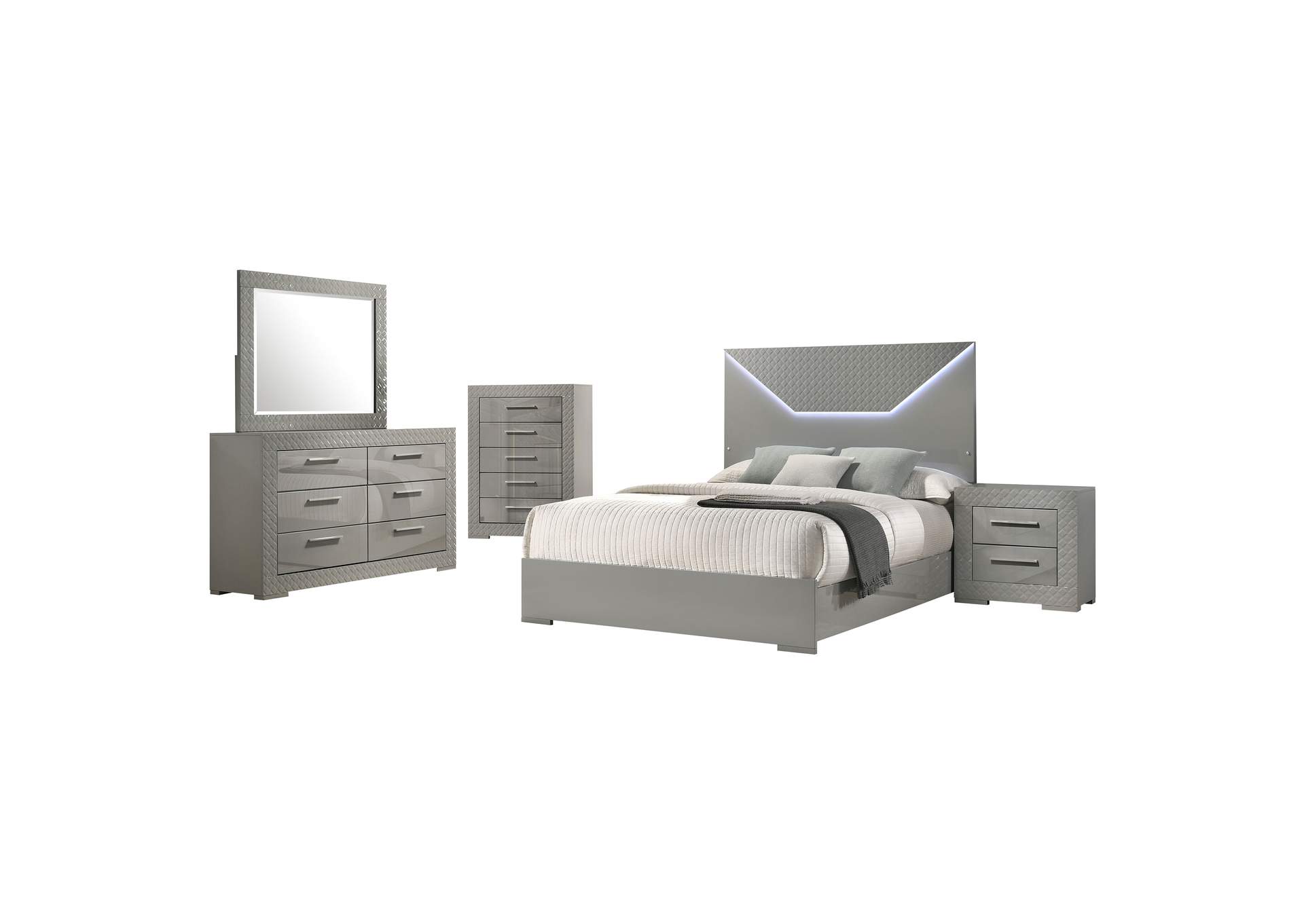 Ives 5-piece Eastern King Bedroom Set Grey High Gloss image 21