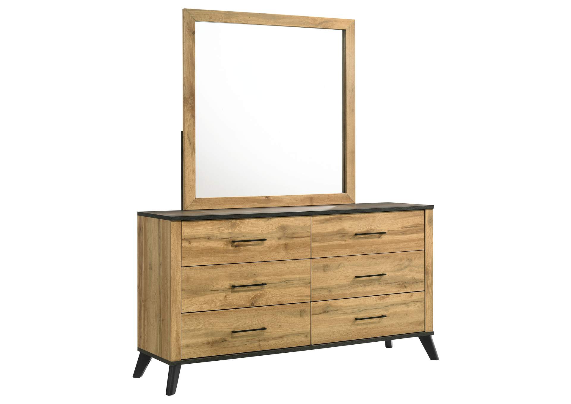 Kaywood 6-drawer Dresser and Mirror Natural Pine