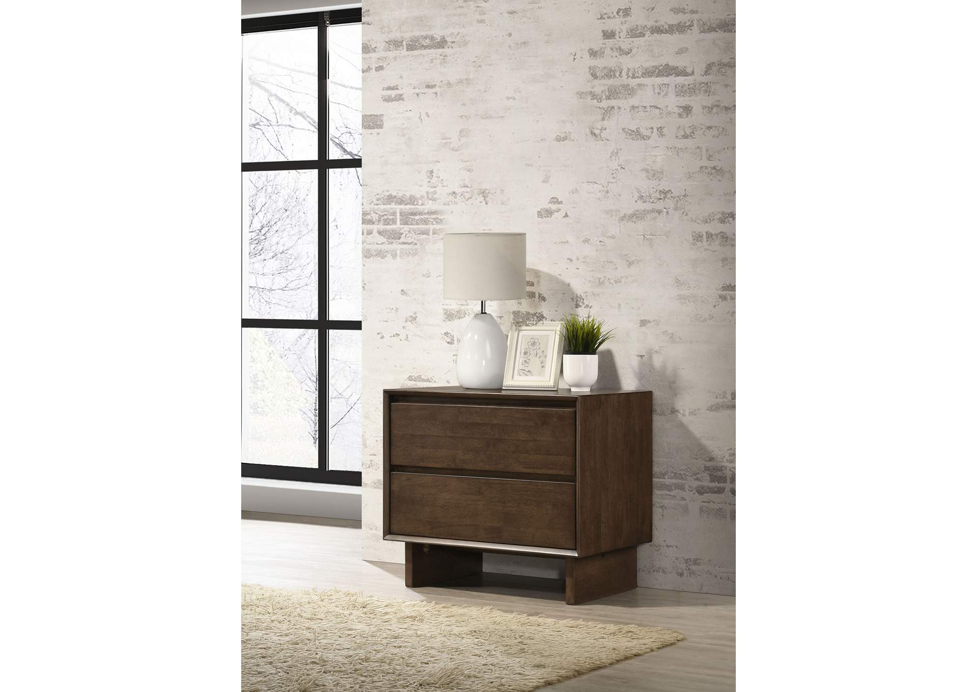 Glenwood 2-drawer Nightstand Bedside Table Warm Brown