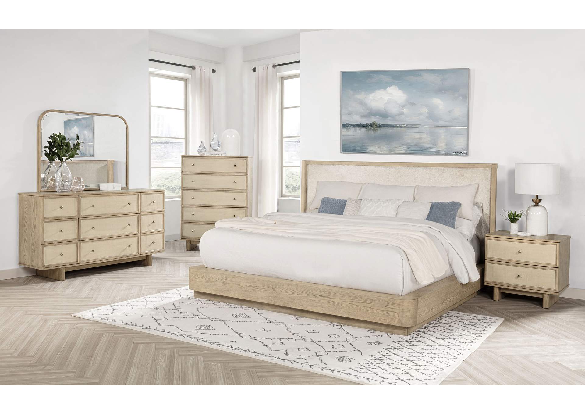 Kailani 5-piece Eastern King Bedroom Set Beige Oak