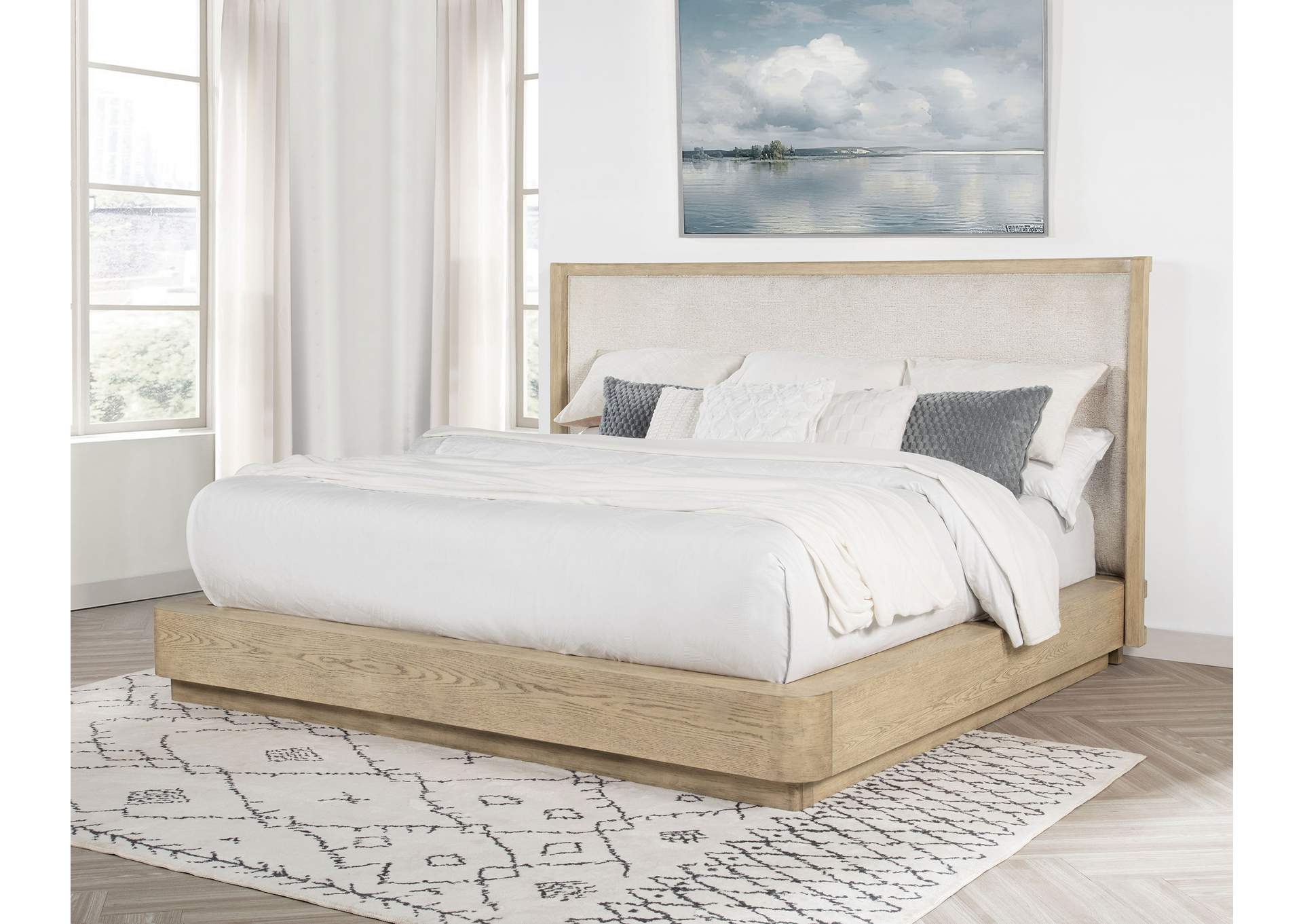 Kailani 49-inch California King Wingback Bed Beige Oak