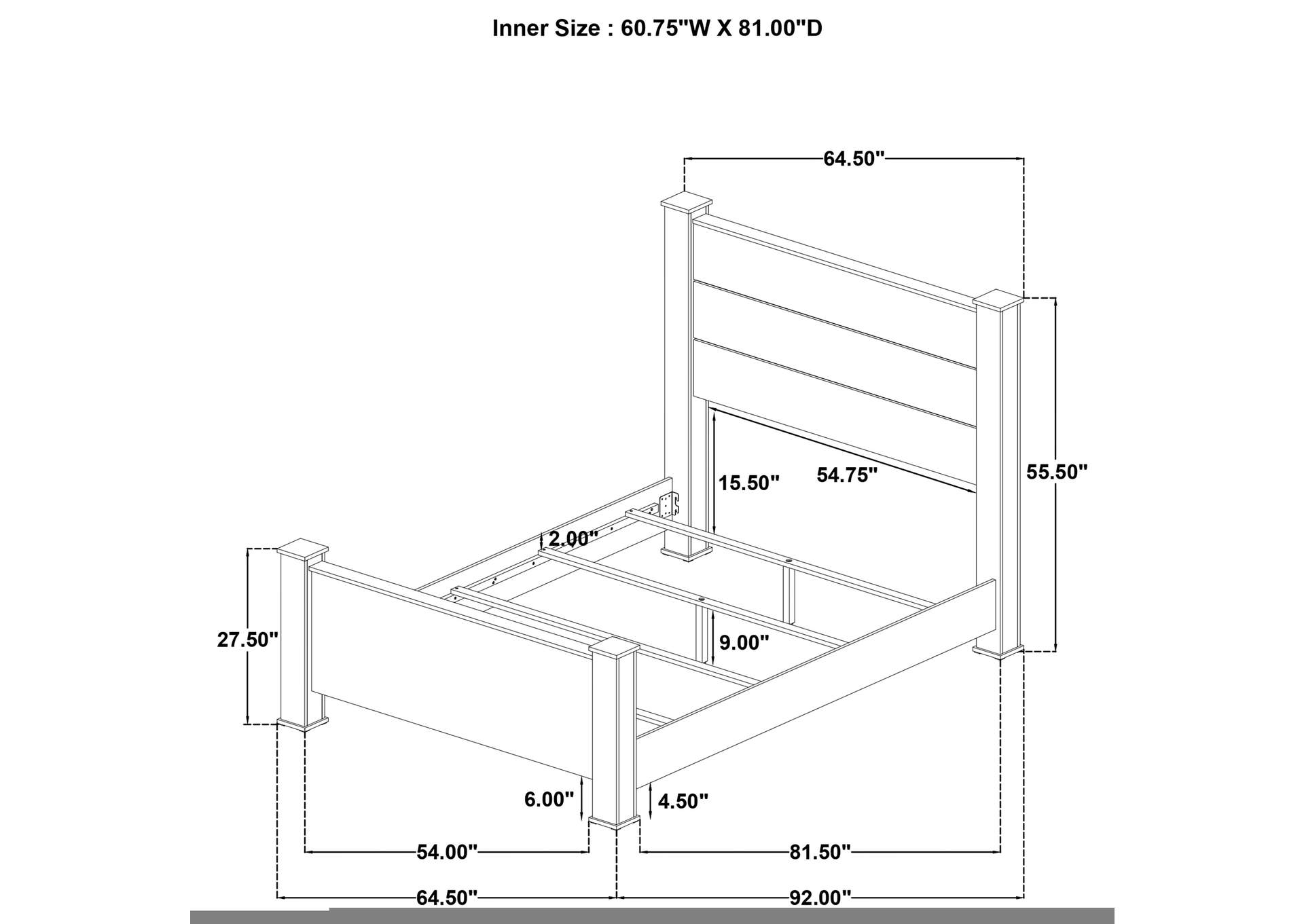 Oakglen 55-inch Queen Panel Bed Weathered Oak
