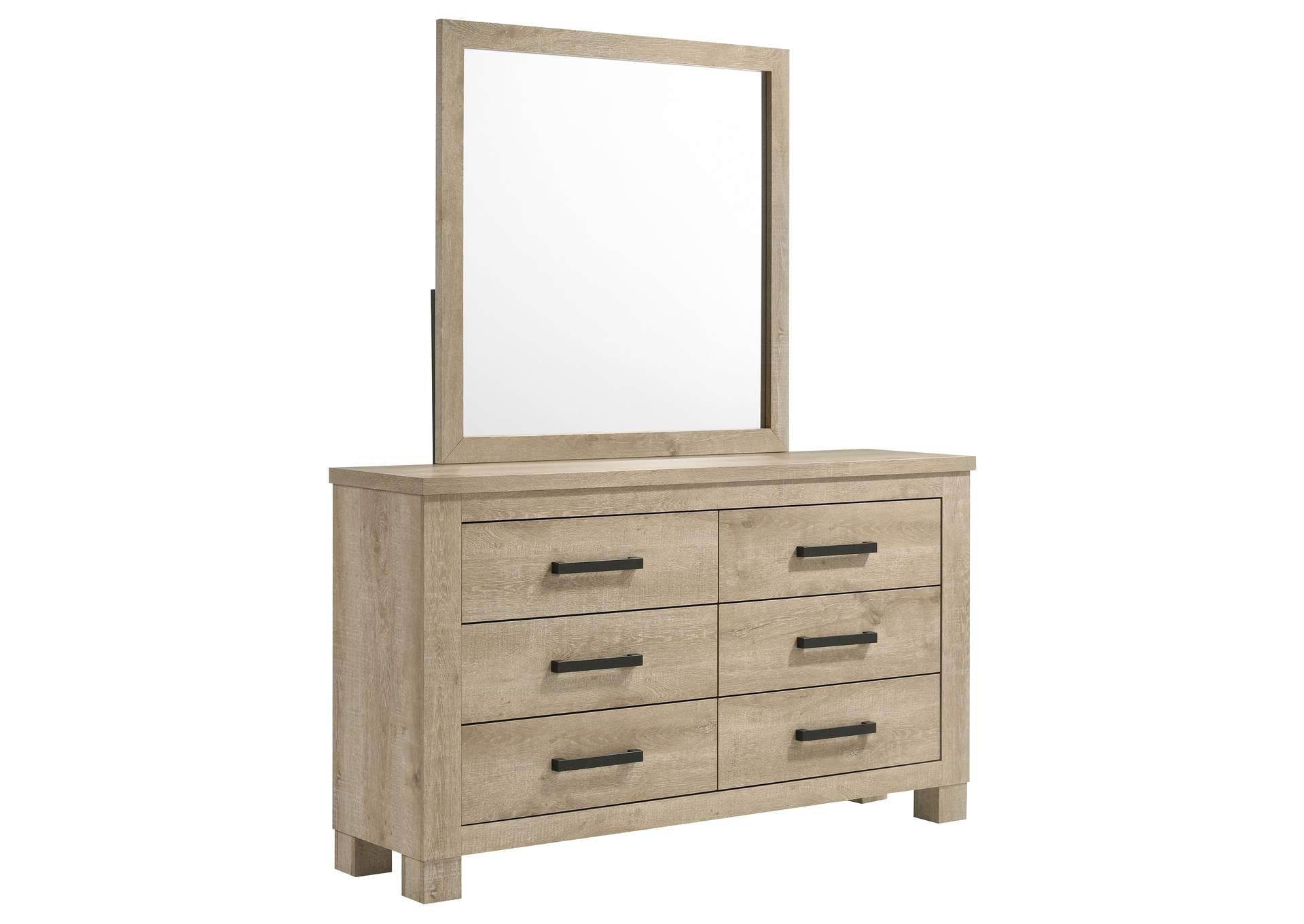 Oakglen 6-drawer Bedroom Dresser and Mirror Weathered Oak