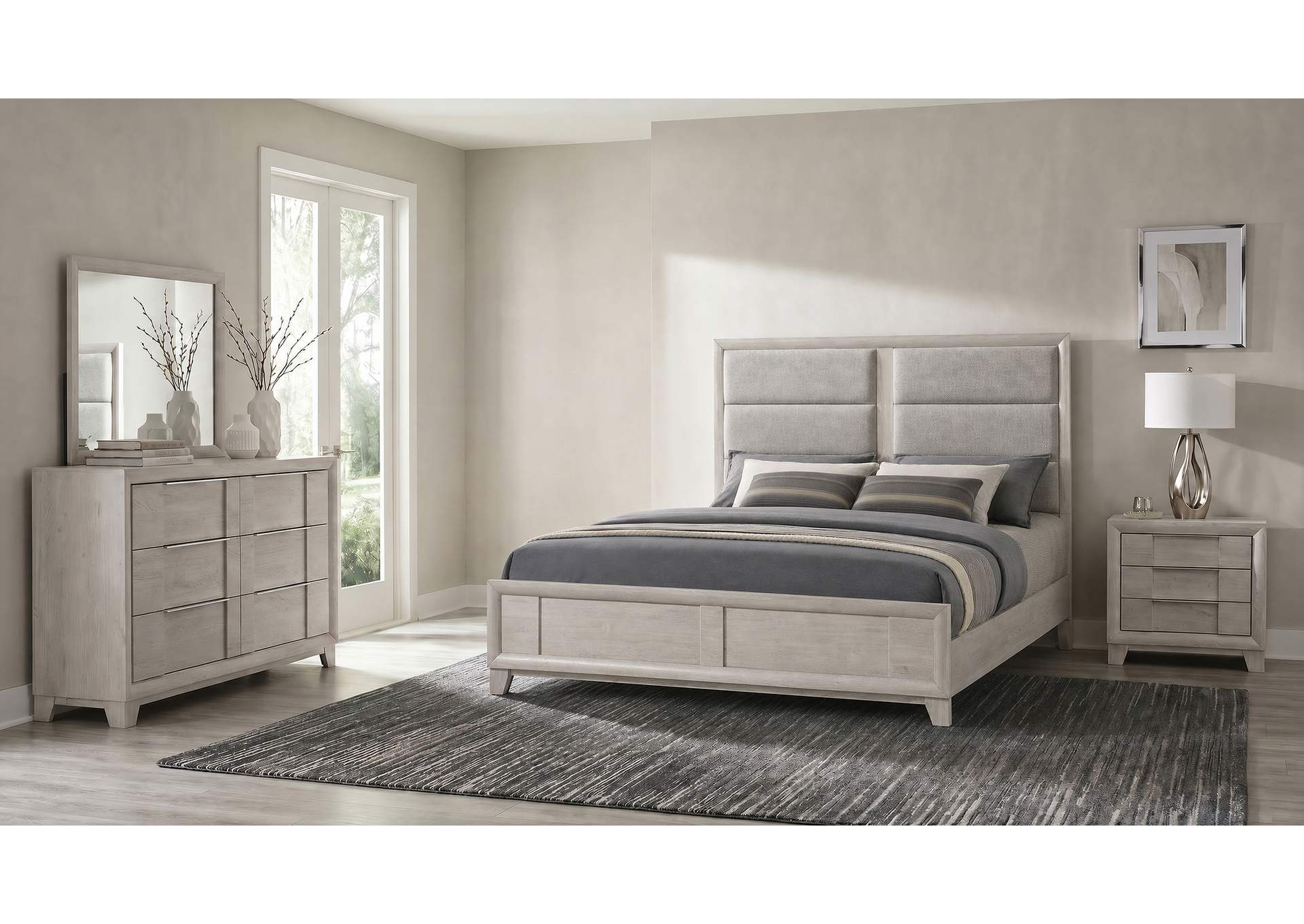 Farre 4-piece Eastern King Bedroom Set Washed Grey image 1