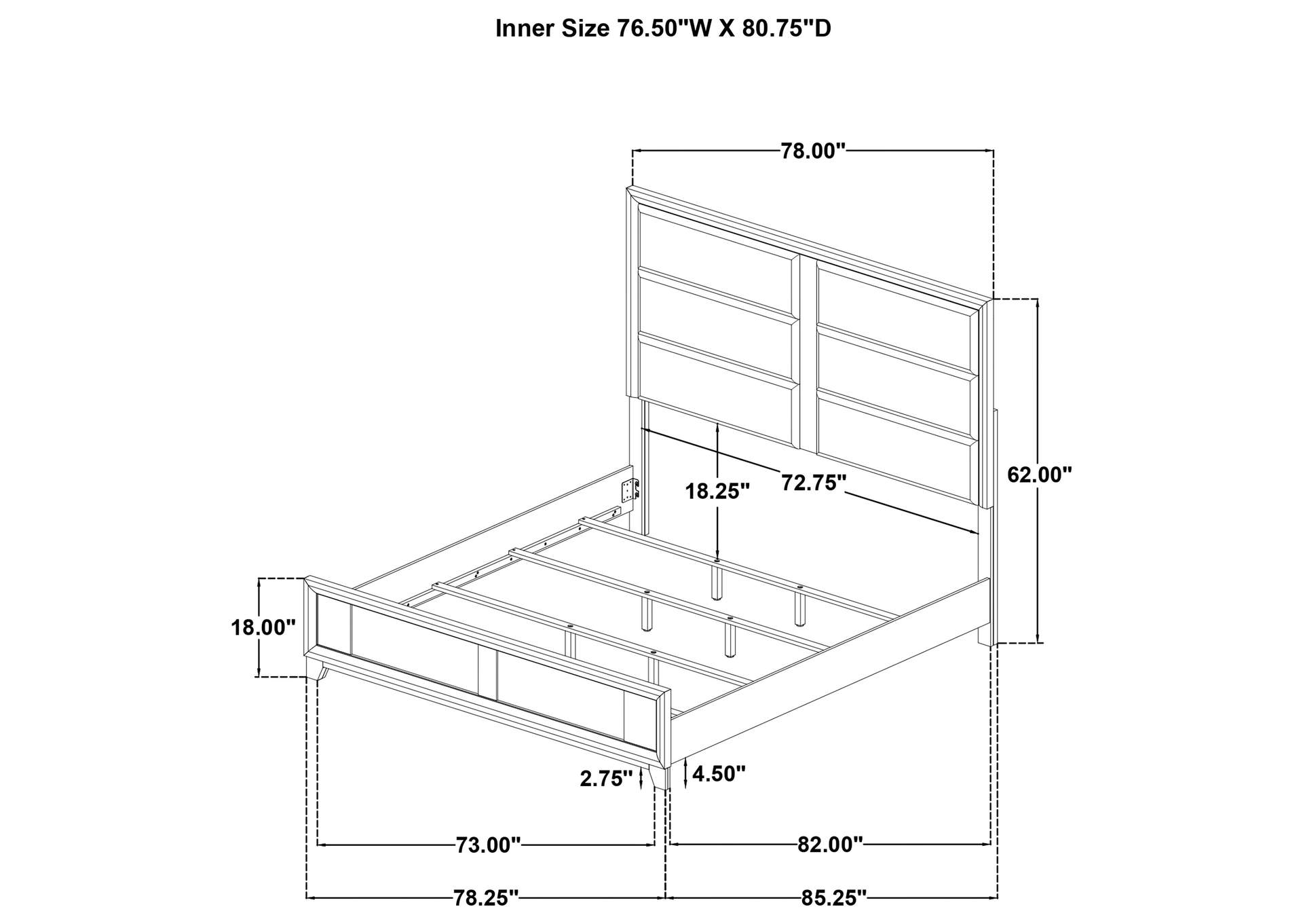 Farre Eastern King Upholstered Platform Panel Bed Washed Grey image 12