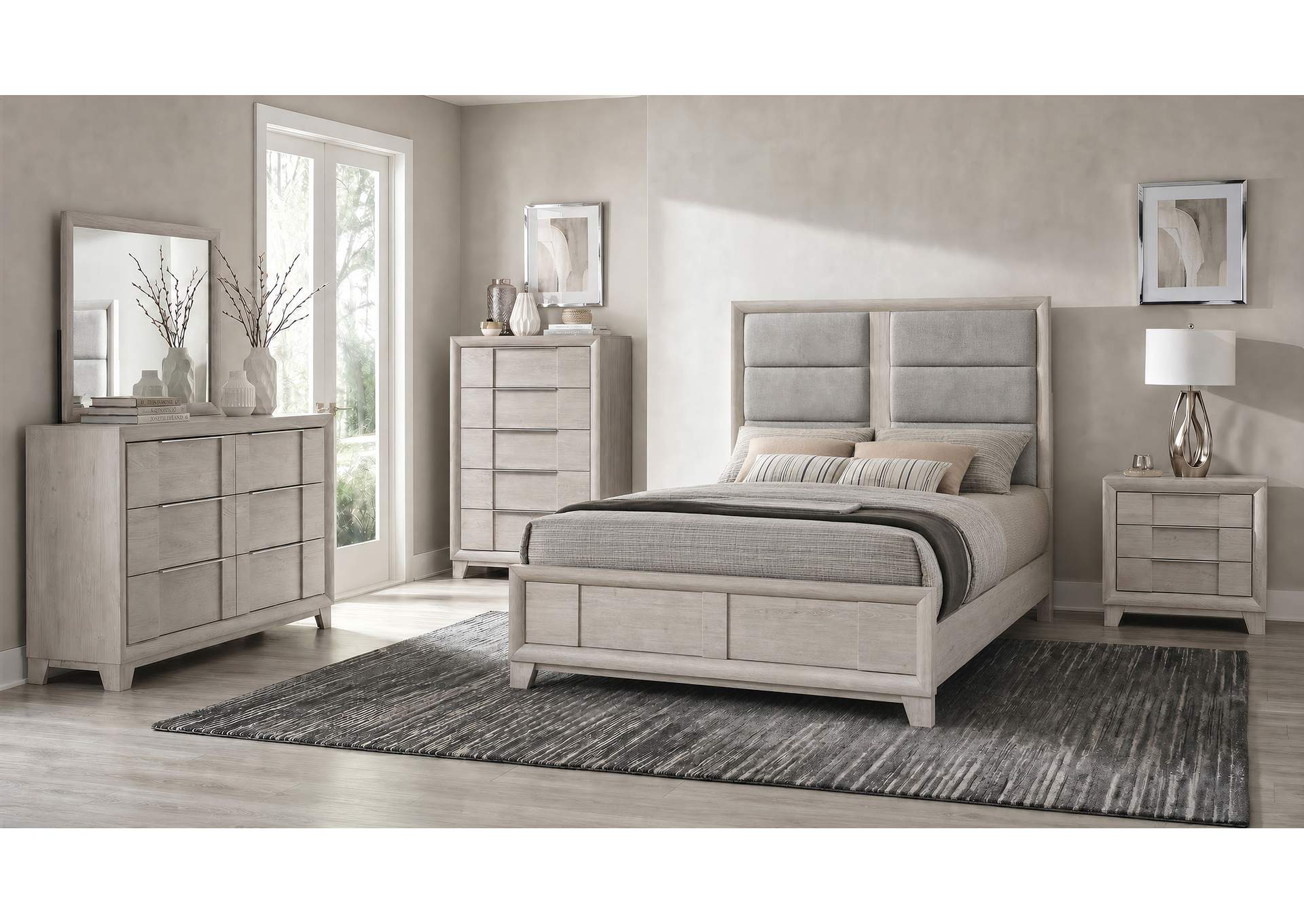 Farre 5-piece Queen Bedroom Set Washed Grey image 1