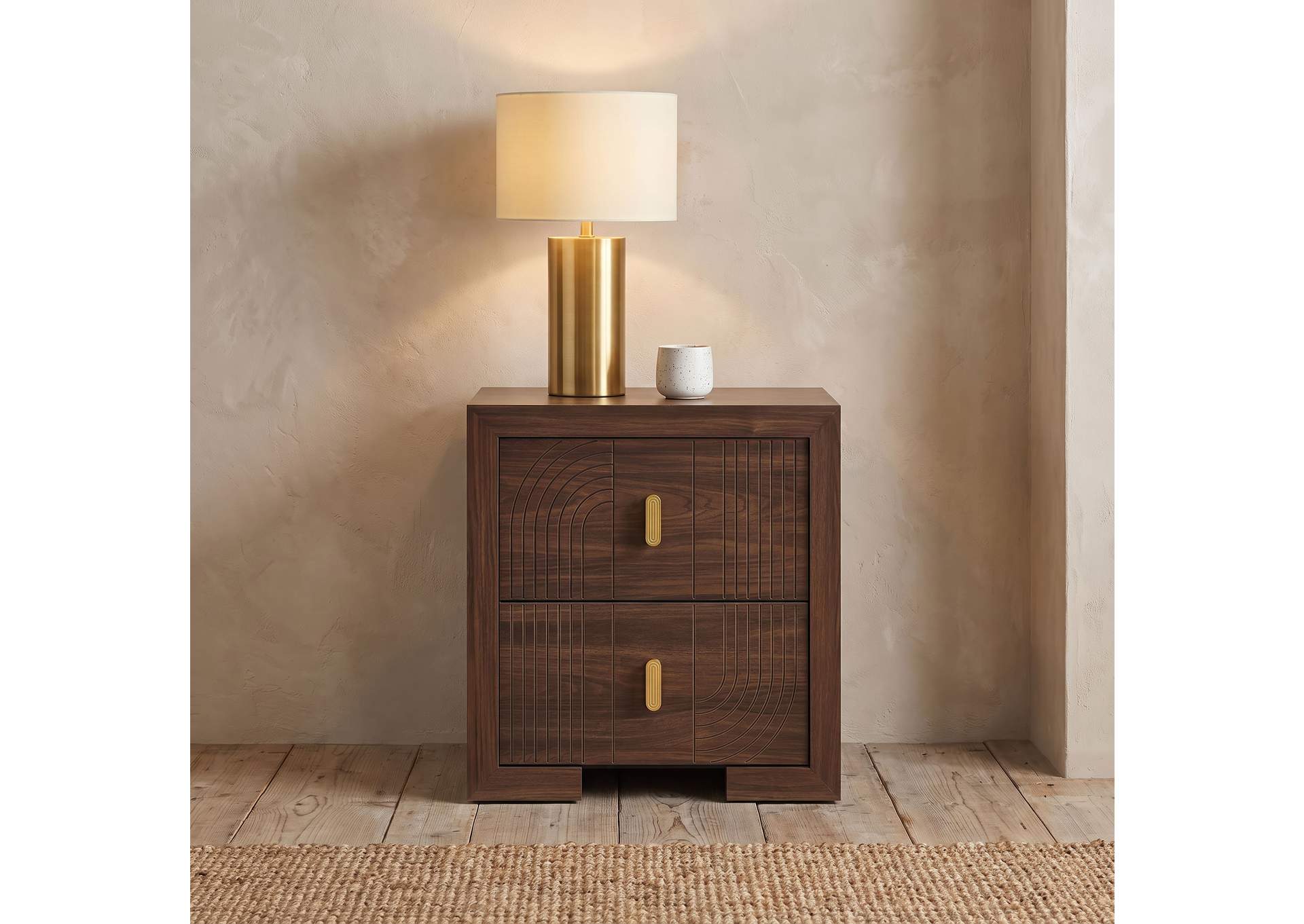 Etienne 2-drawer Nightstand Bedside Table Walnut image 3