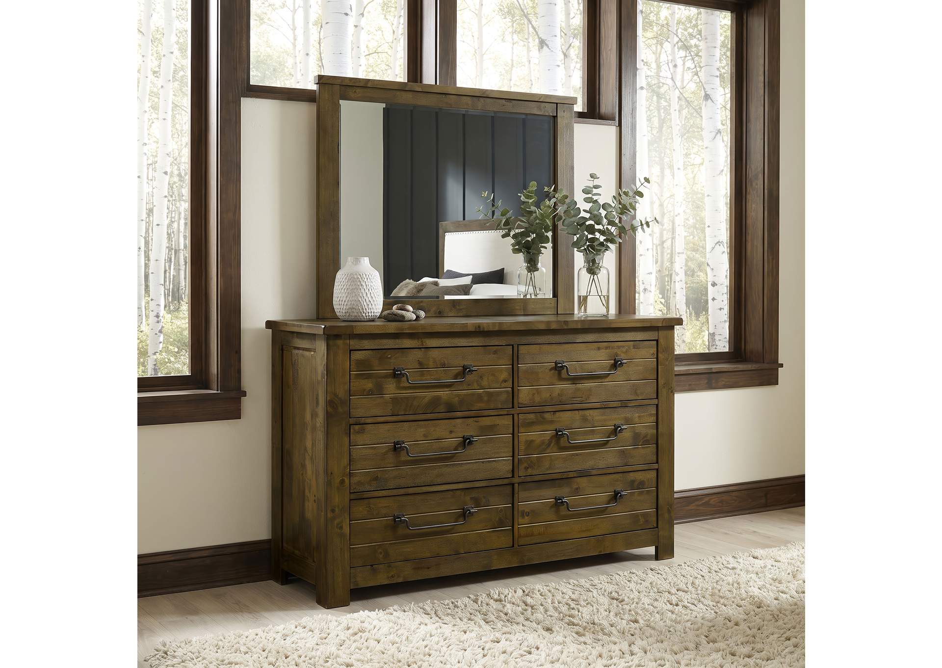 Doherty 6-drawer Dresser with Mirror Rustic Brown image 4