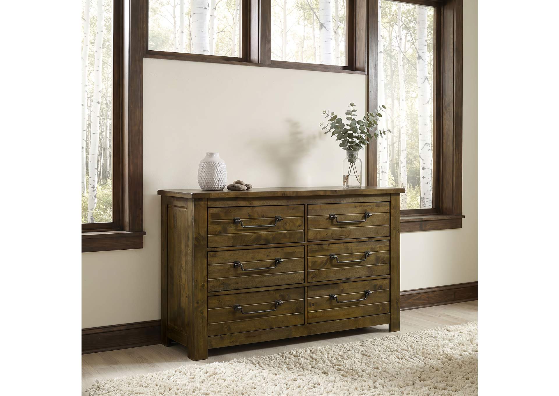 Doherty 6-drawer Bedroom Dresser Rustic Brown image 3