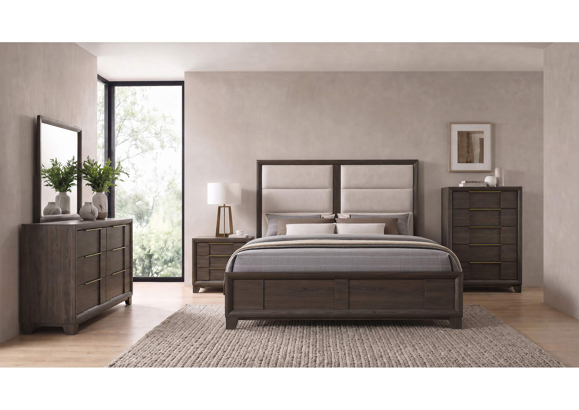Farre 5-piece Eastern King Bedroom Set Dark Brown image 1
