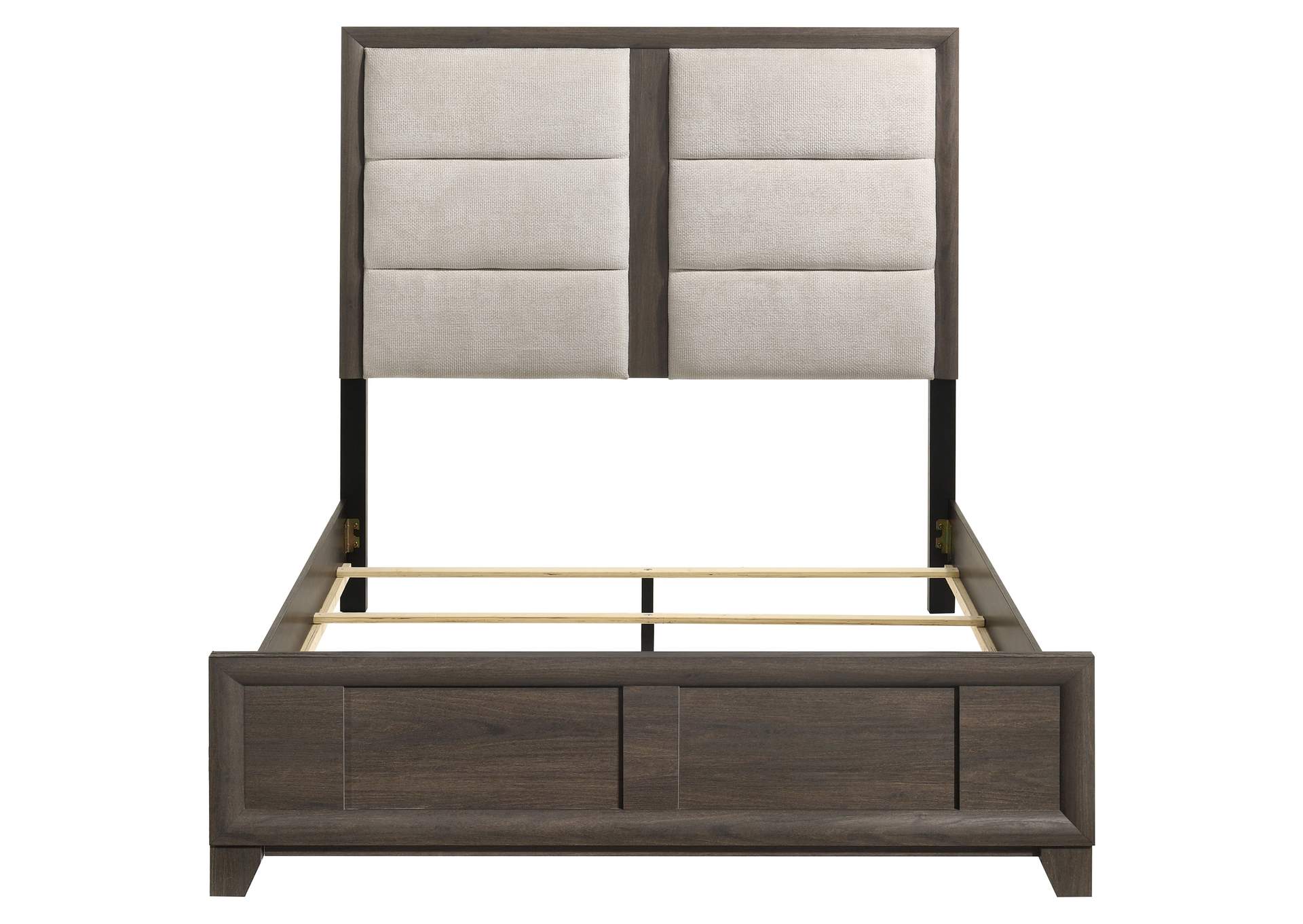 Farre Queen Upholstered Platform Panel Bed Dark Brown image 4