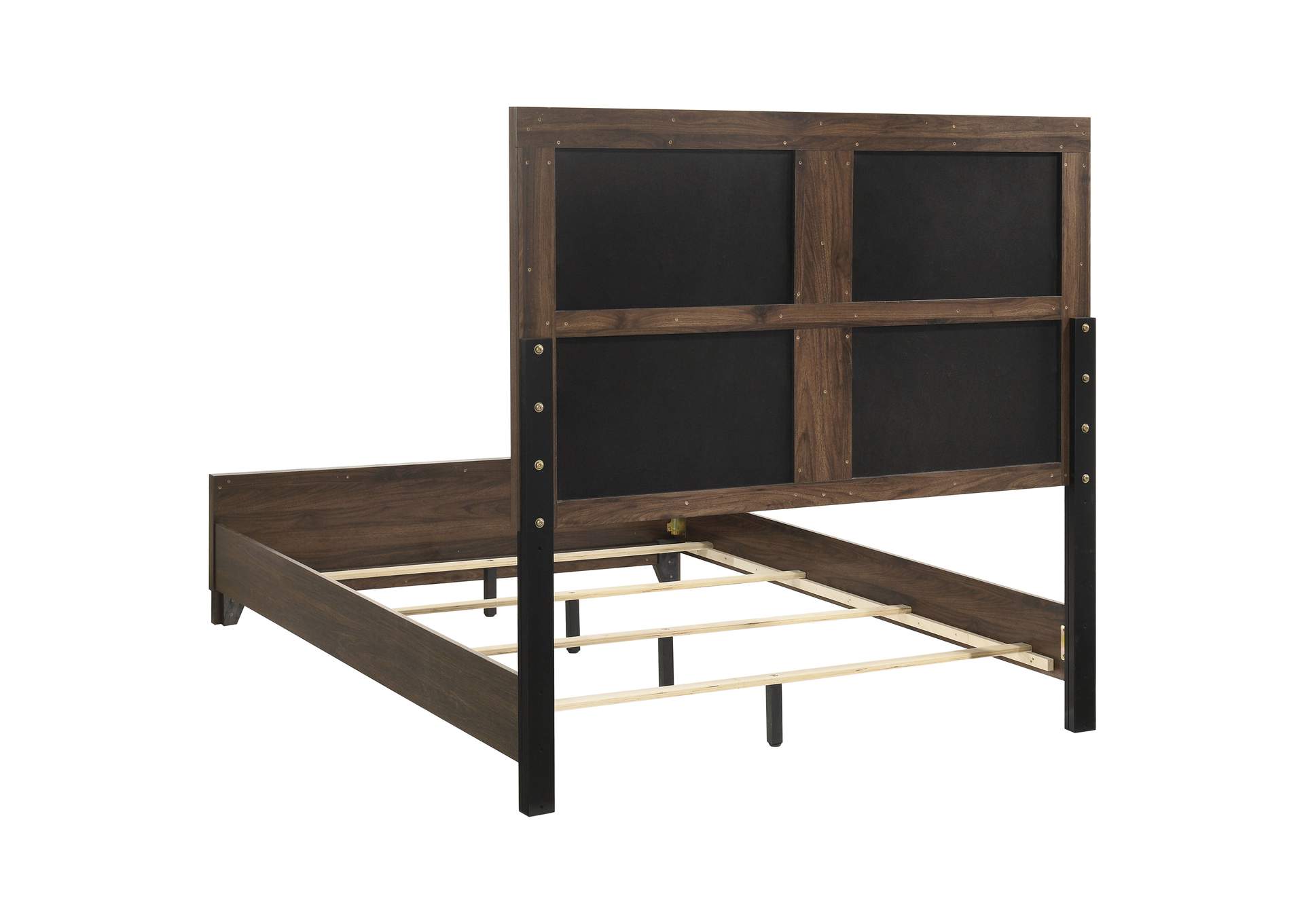 Farre Queen Upholstered Platform Panel Bed Dark Brown image 5
