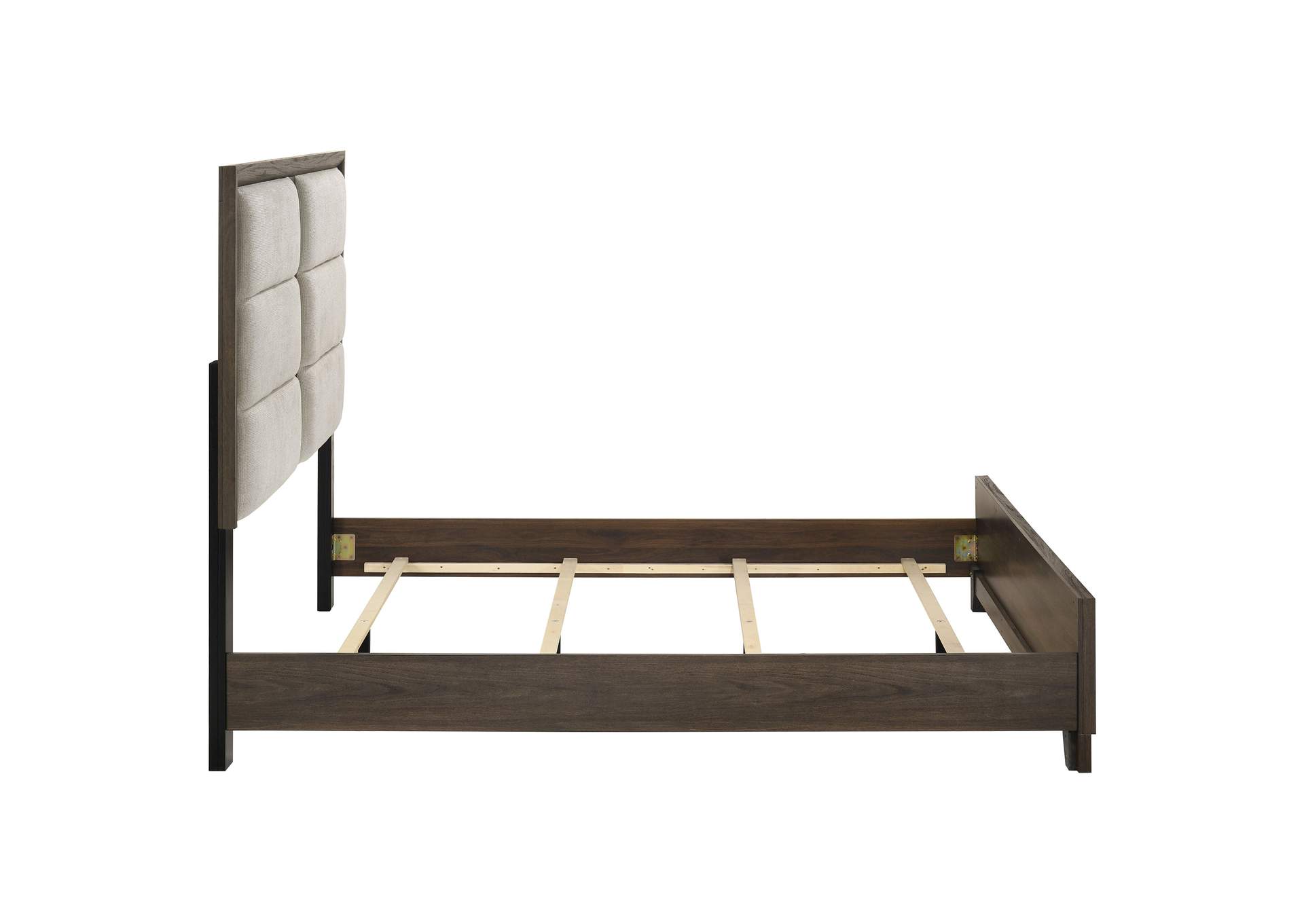 Farre Queen Upholstered Platform Panel Bed Dark Brown image 6