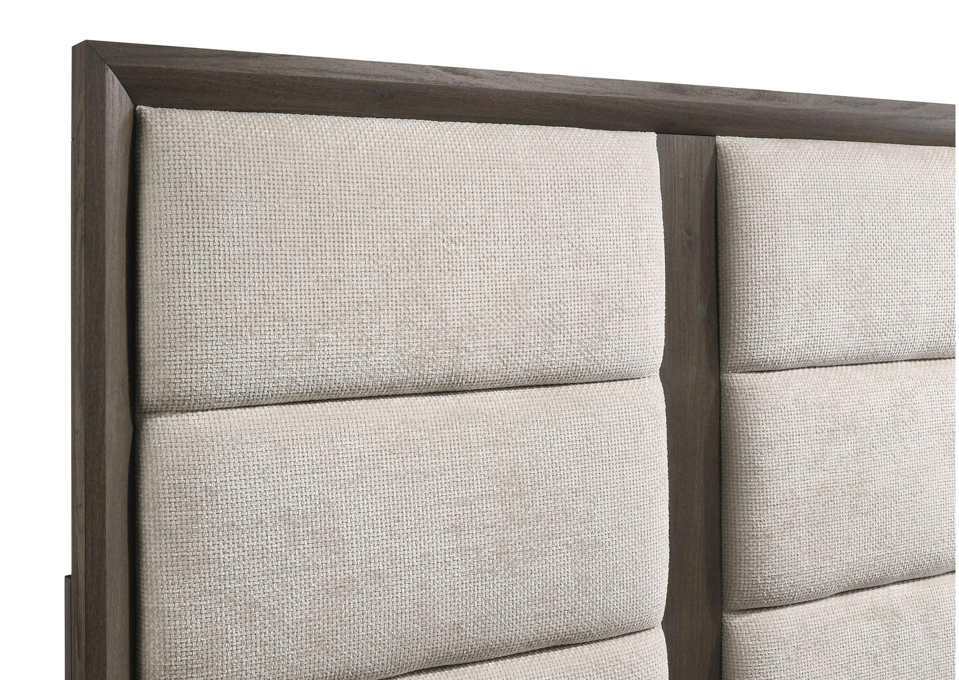 Farre Queen Upholstered Platform Panel Bed Dark Brown image 7