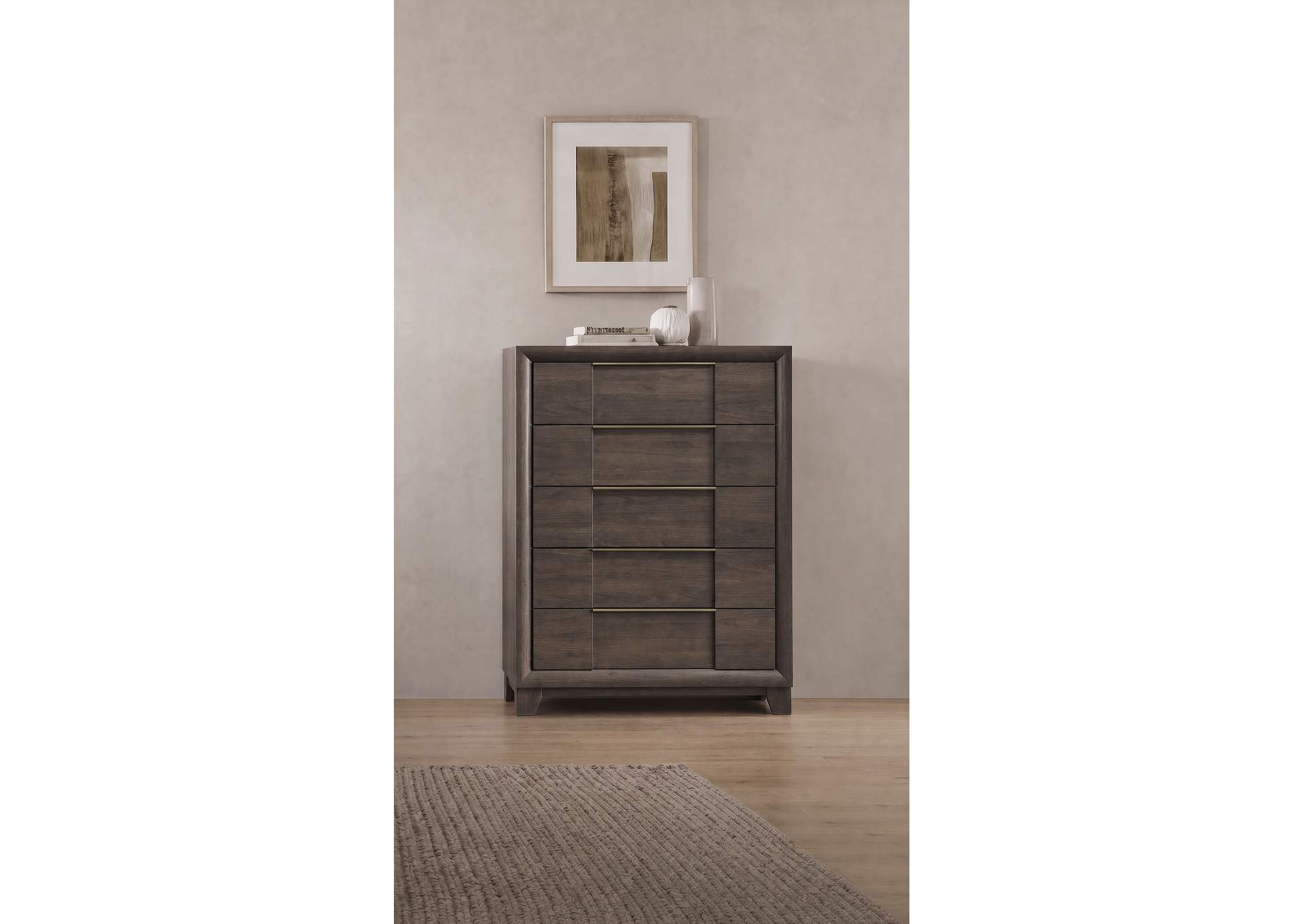 Farre 5-drawer Chest of Drawers Dark Brown image 4