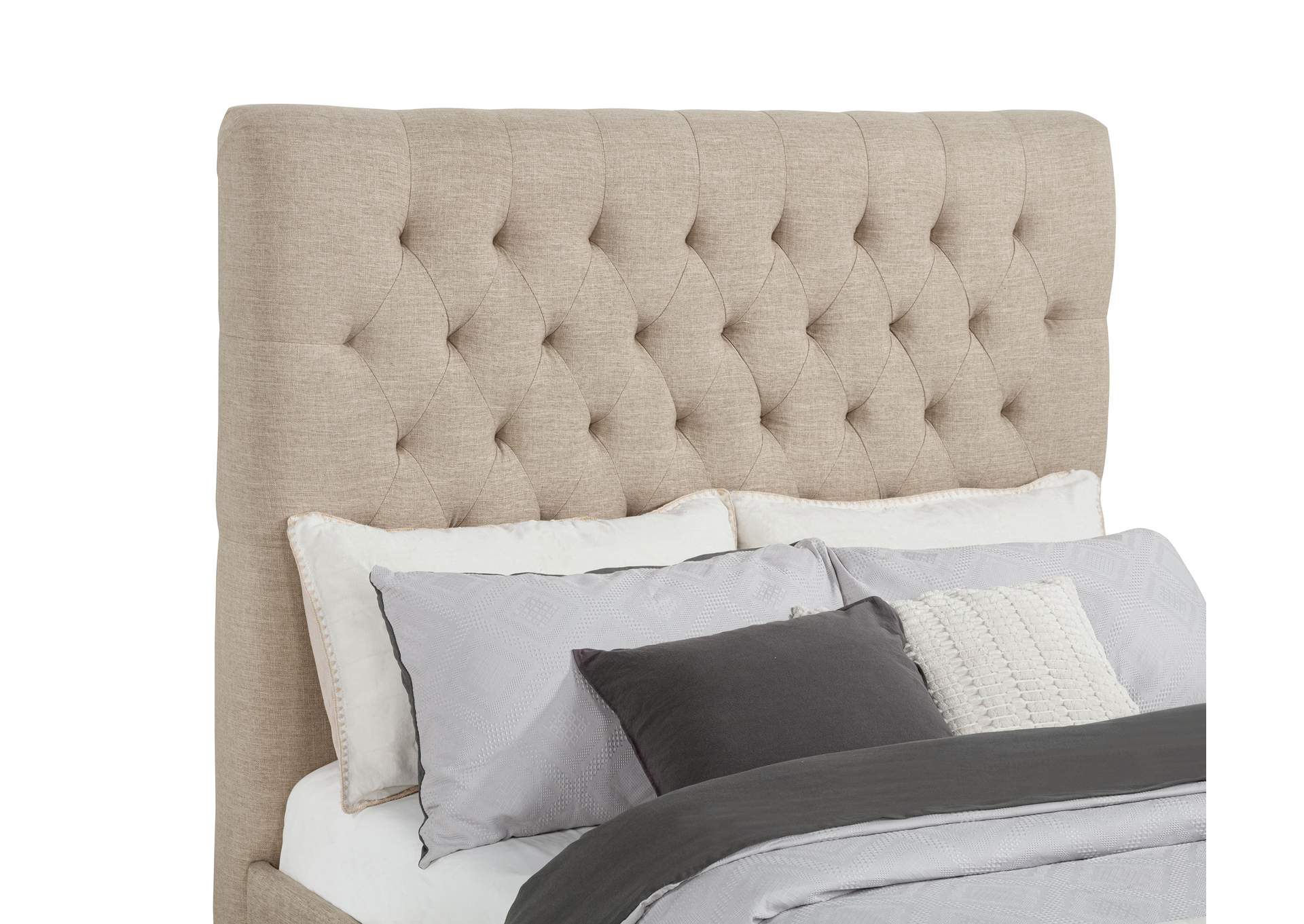 Chloe Upholstered Full Panel Bed Oatmeal image 8