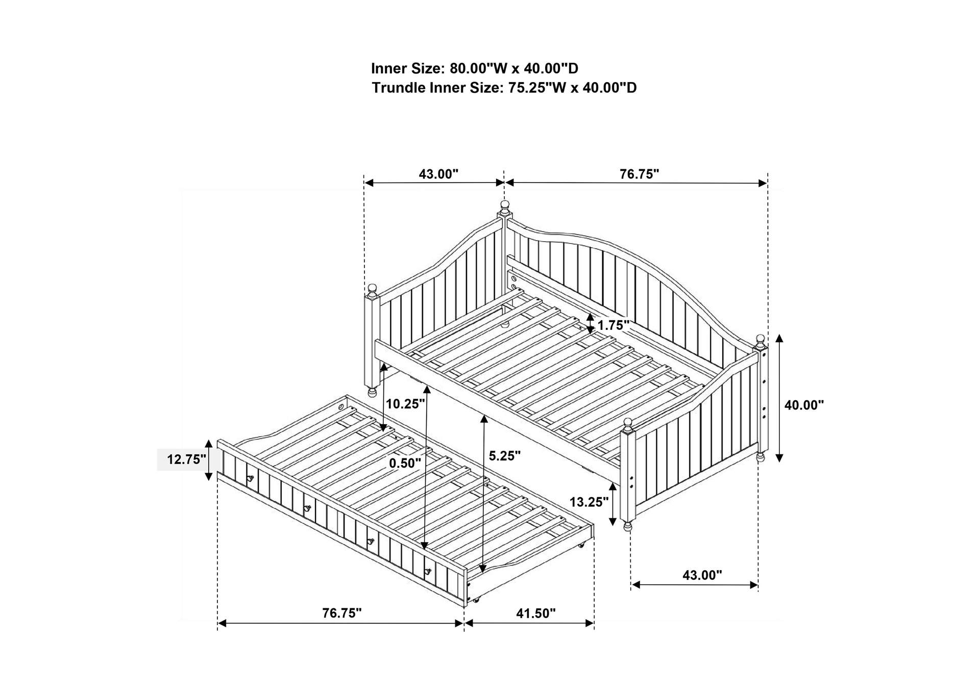 Julie Ann Wood Twin Daybed with Trundle White