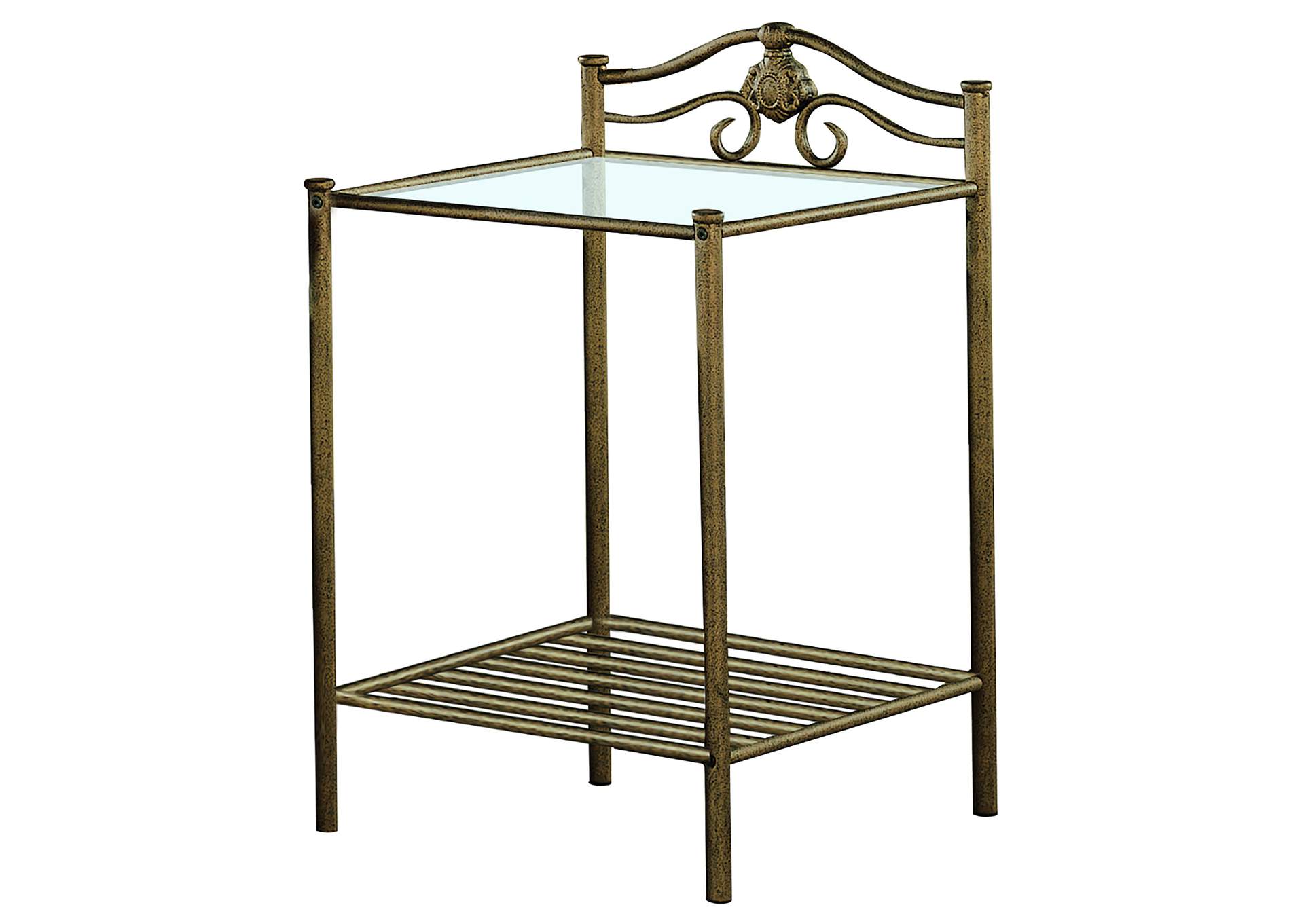 Sydney Metal 2-shelf Nightstand Antique Brushed Gold