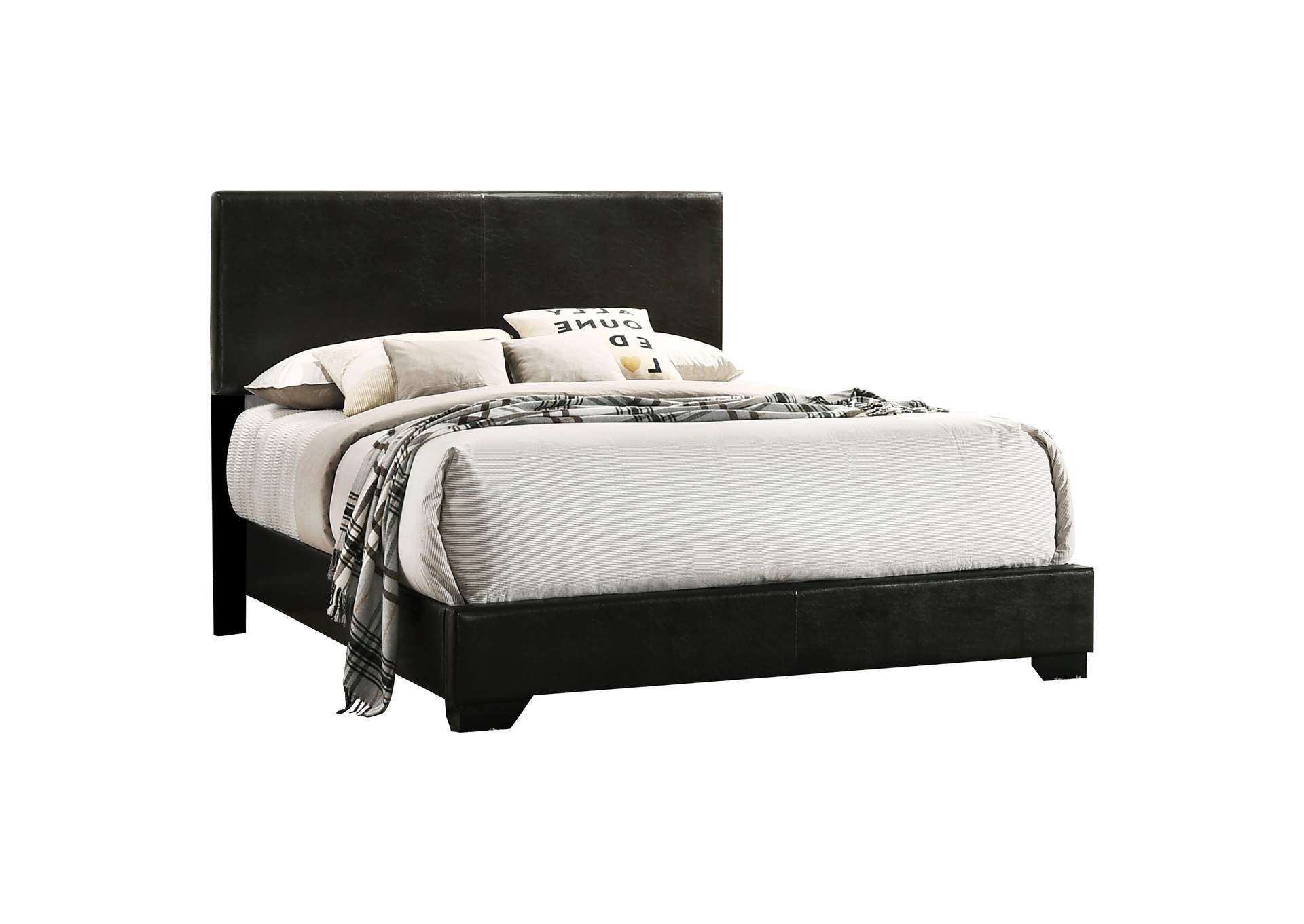 Conner Eastern King Upholstered Panel Bed Black
