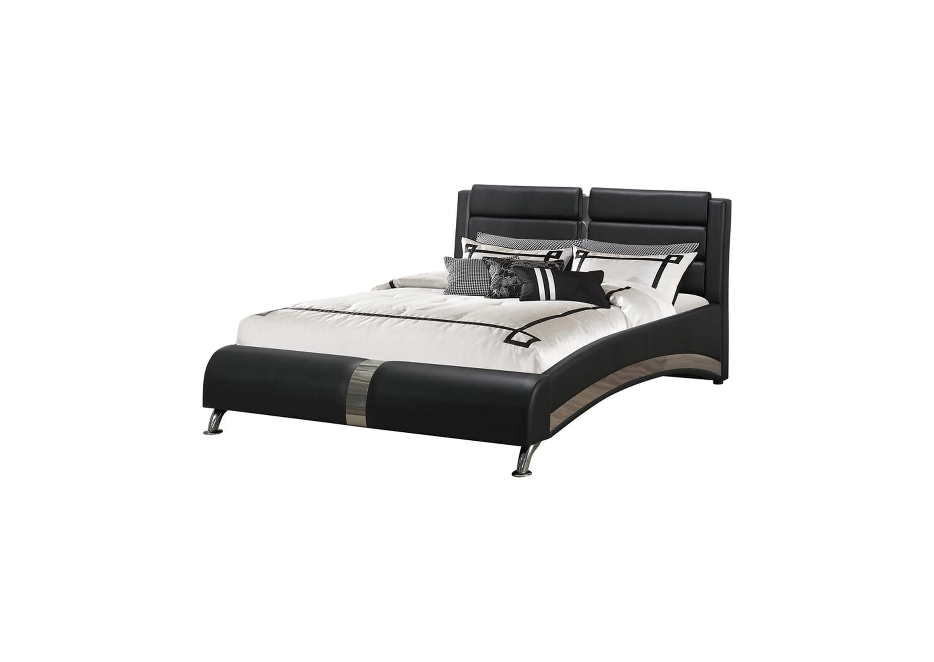 Jeremaine Upholstered Queen Sleigh Bed Black