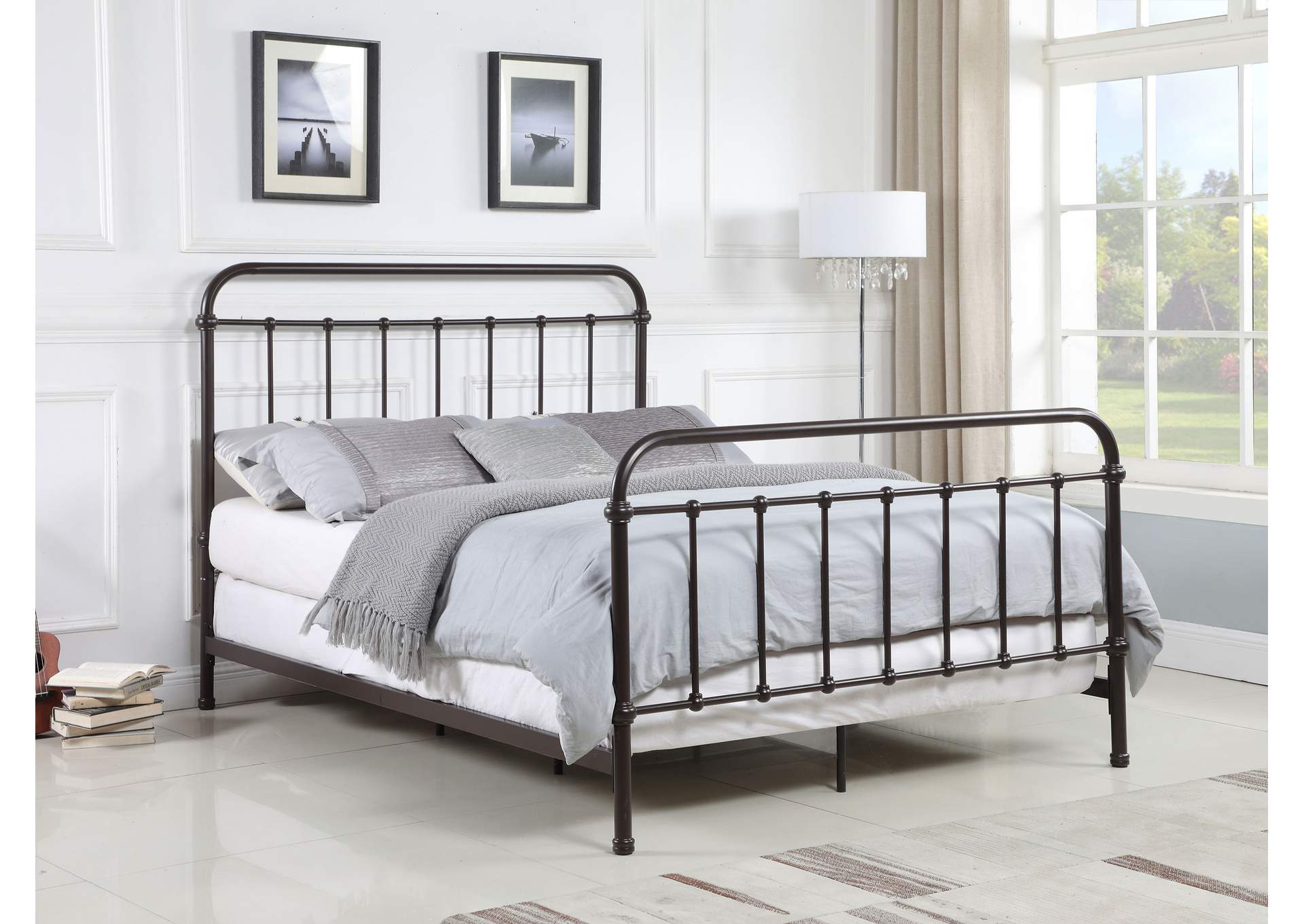 Livingston Metal Queen Open Frame Bed Dark Bronze