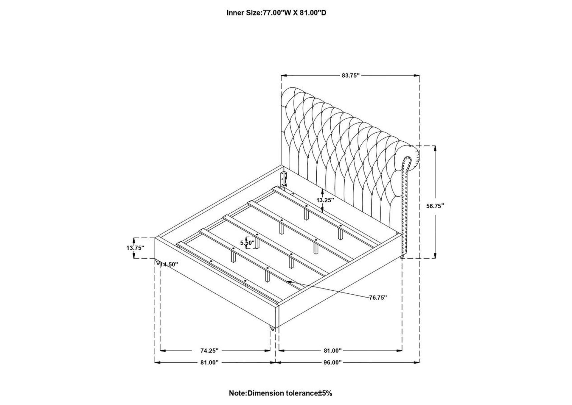 Devon Button Tufted Upholstered Eastern King Bed Beige