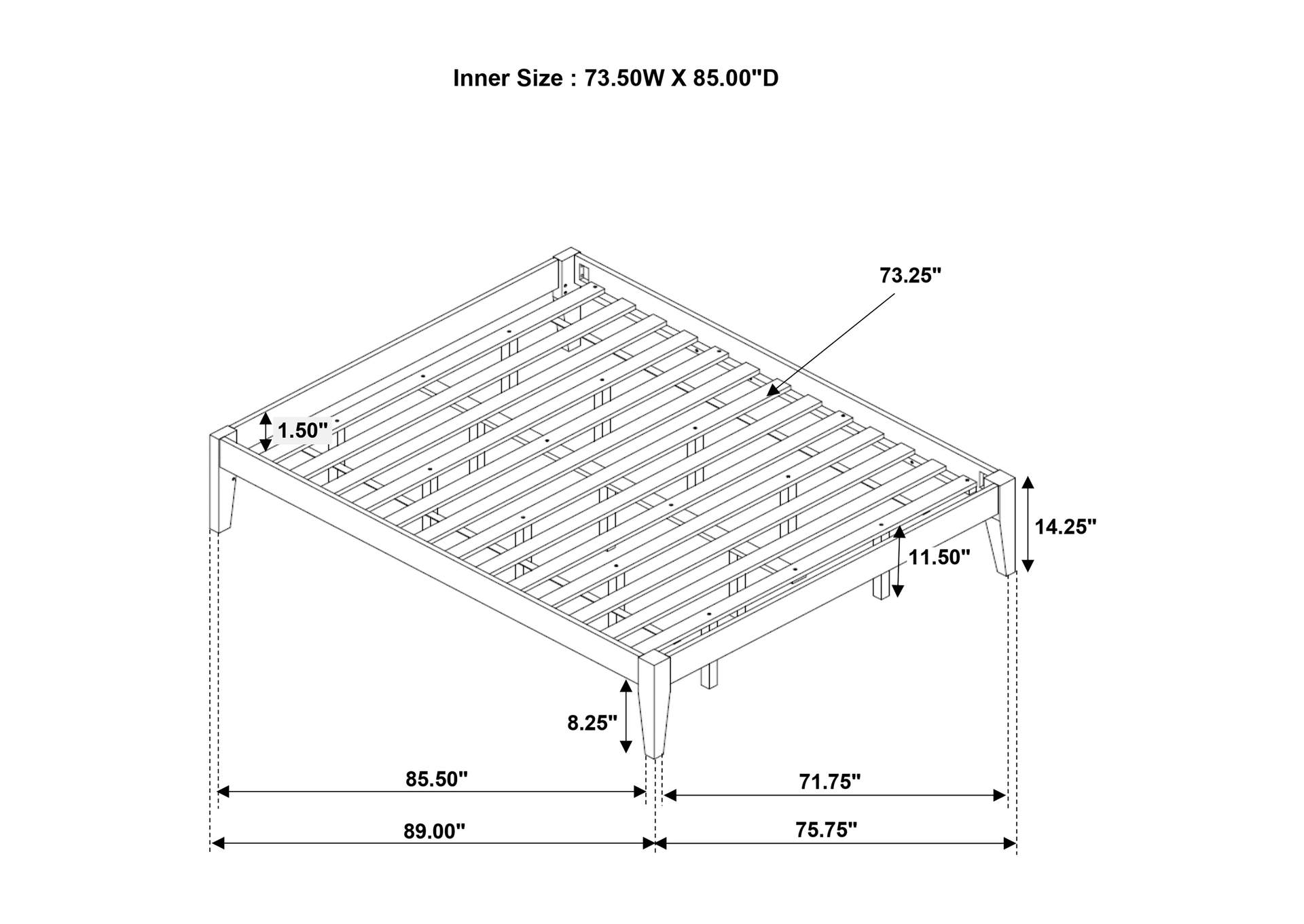 Hounslow California King Universal Platform Bed Cappuccino