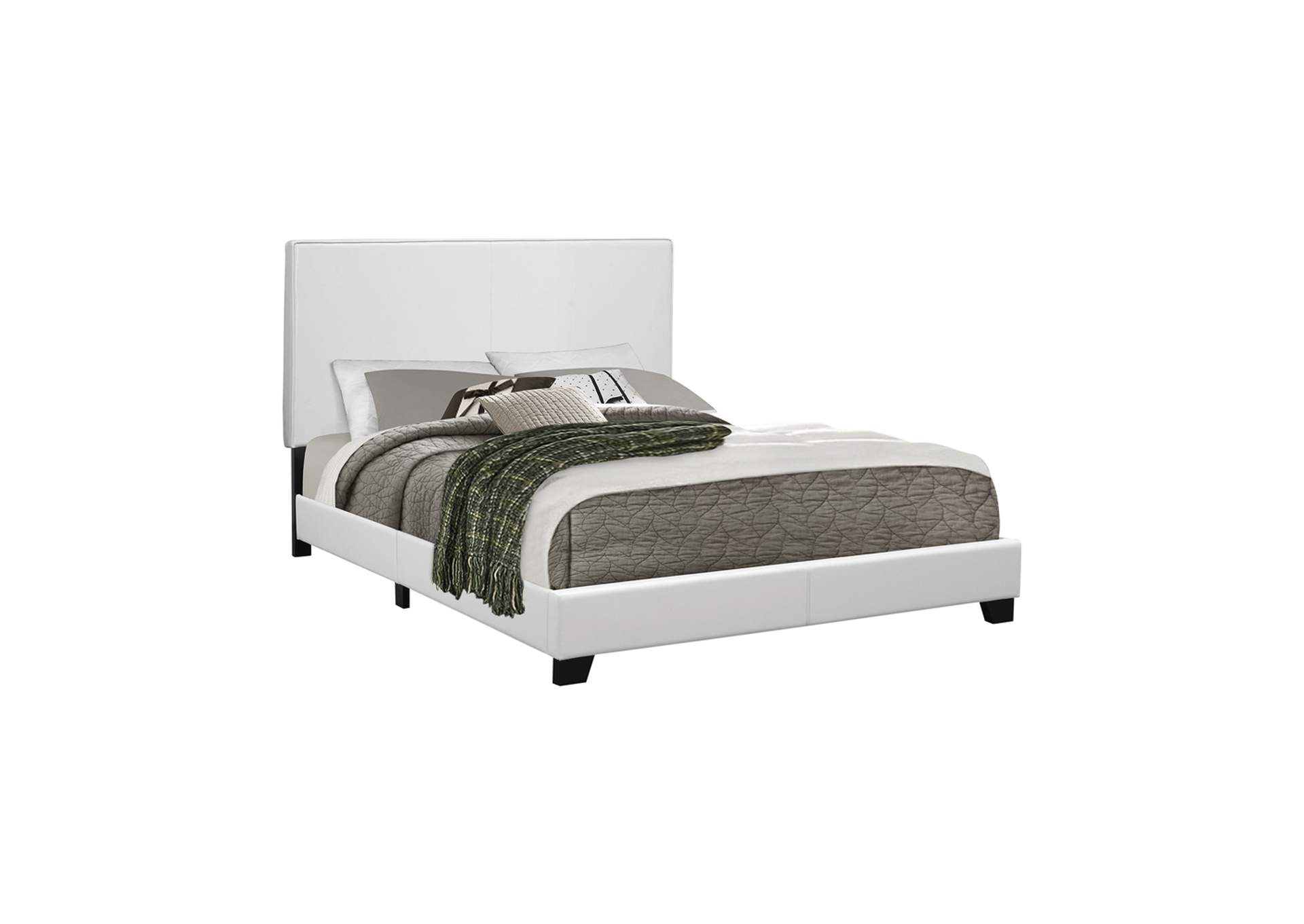 Mauve Upholstered Queen Panel Bed White