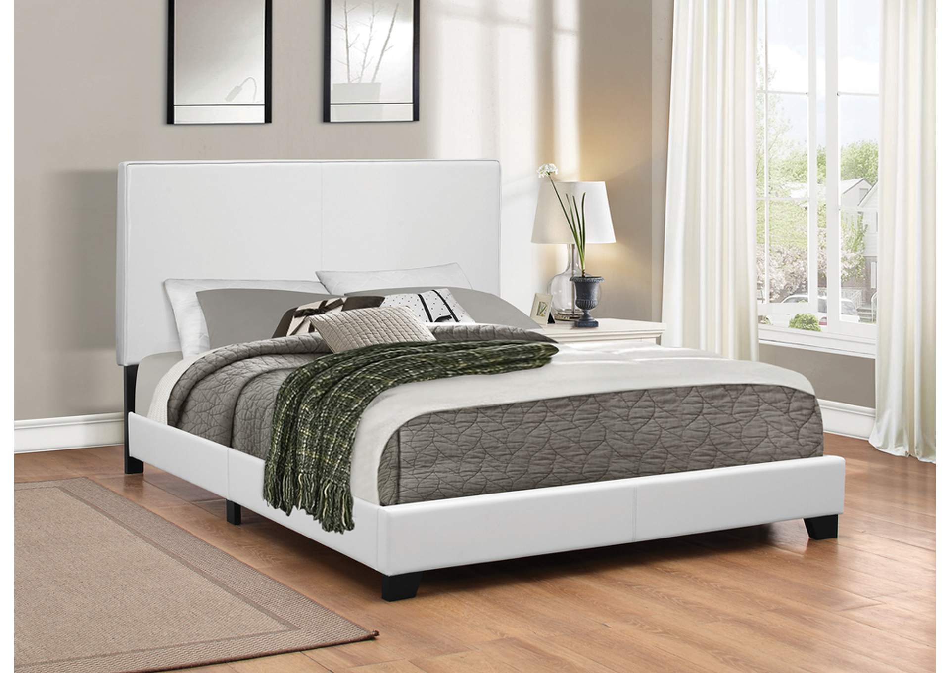 Mauve Queen Upholstered Bed White