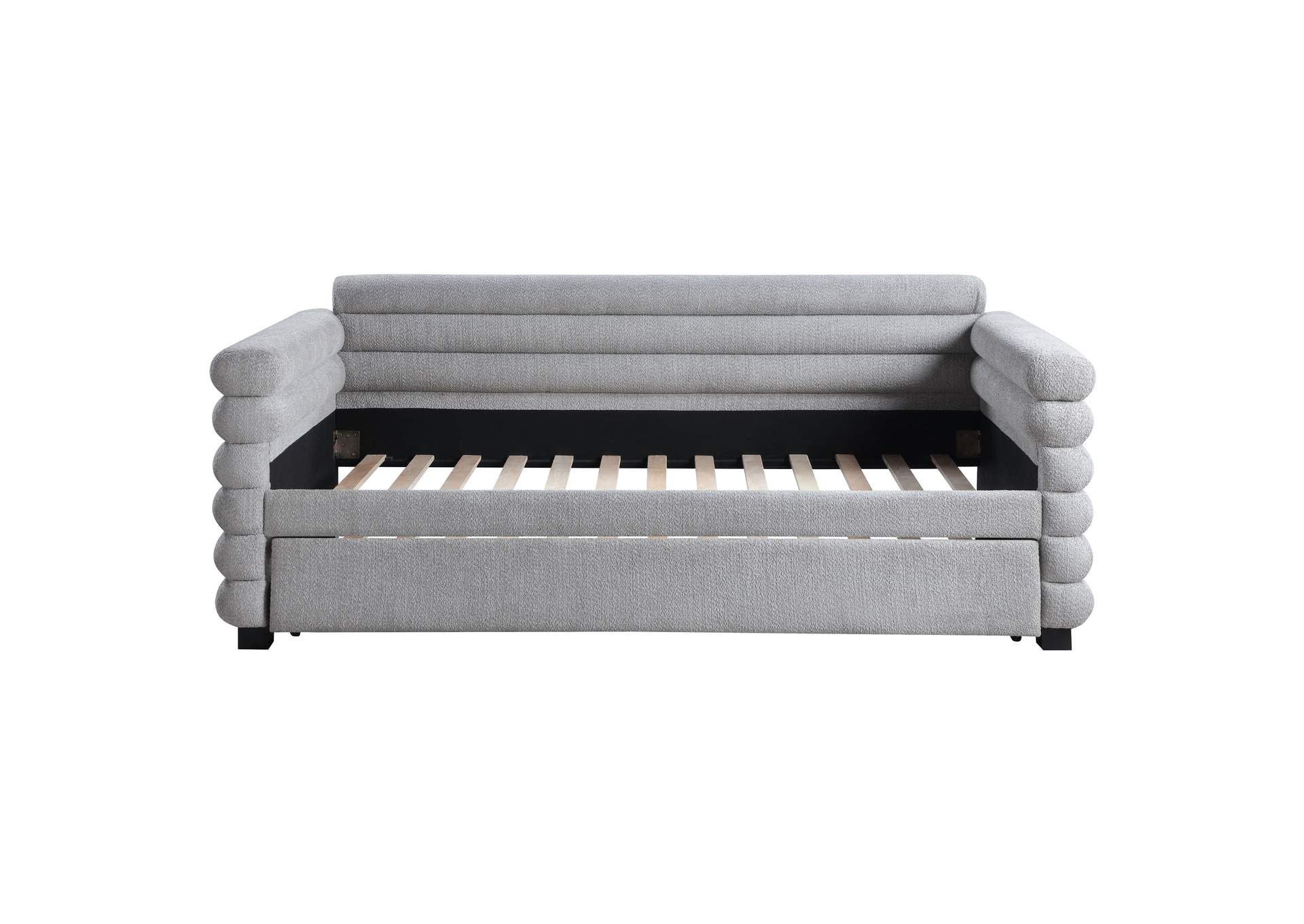 Patricia Boucle Upholstered Twin Day Bed with Trundle Grey