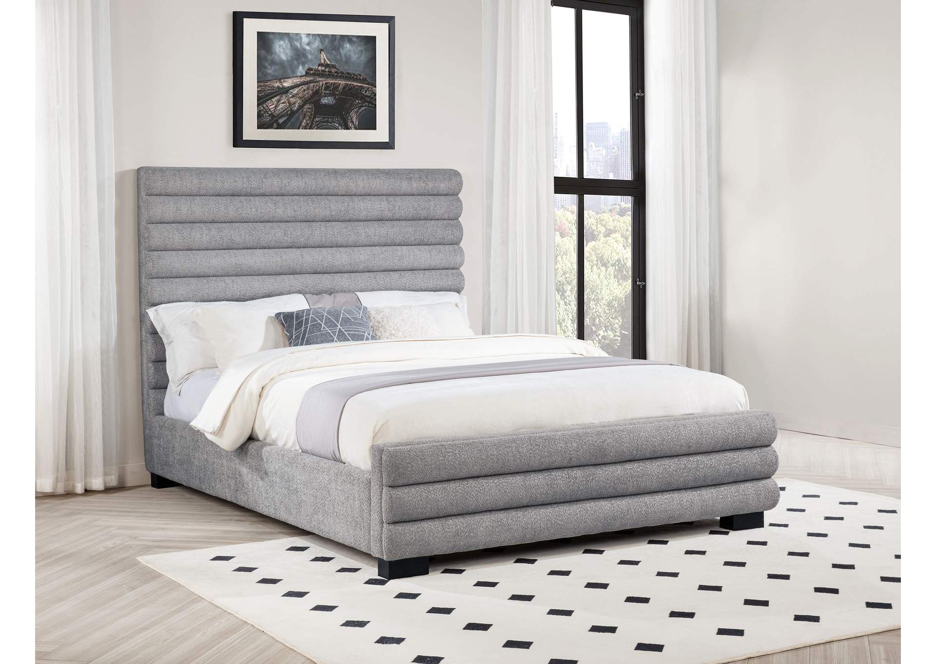 Patricia 58-inch Boucle Upholstered Queen Bed Grey