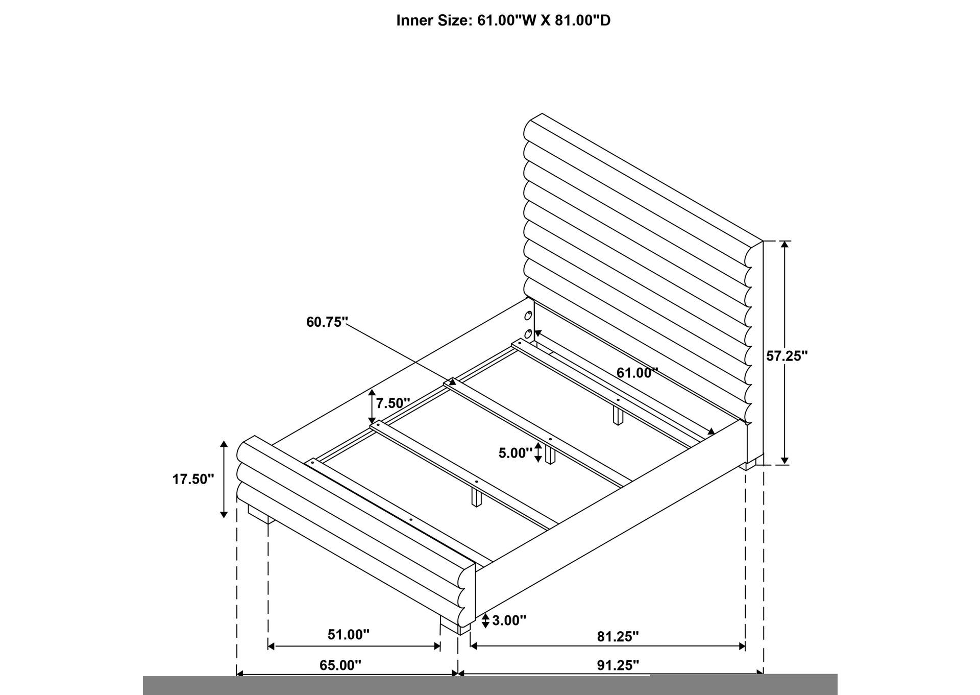 Patricia 58-inch Boucle Upholstered Queen Bed Grey