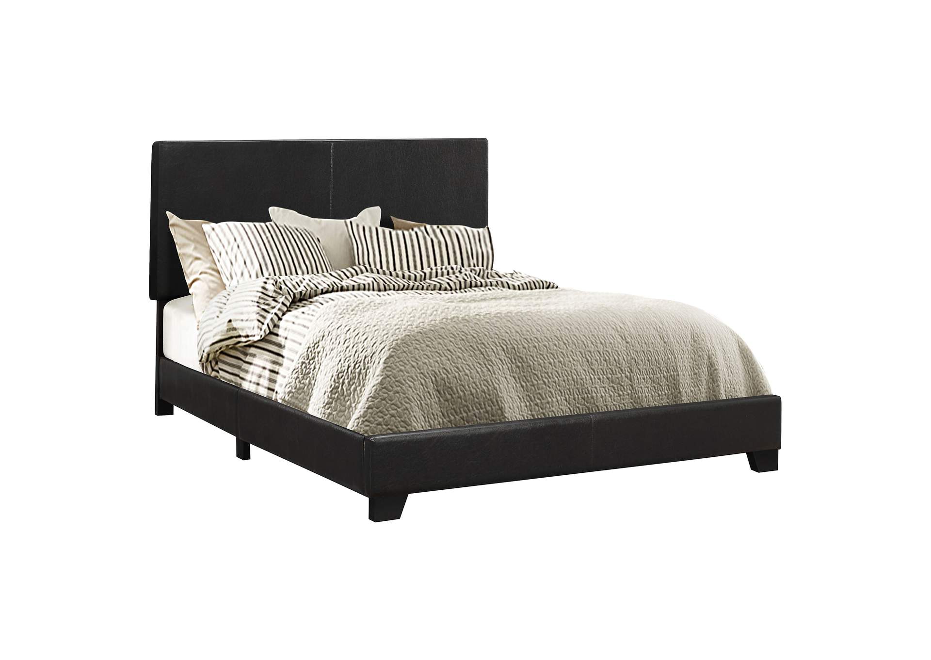 Dorian Faux Leather Upholstered Eastern King Panel Bed Black