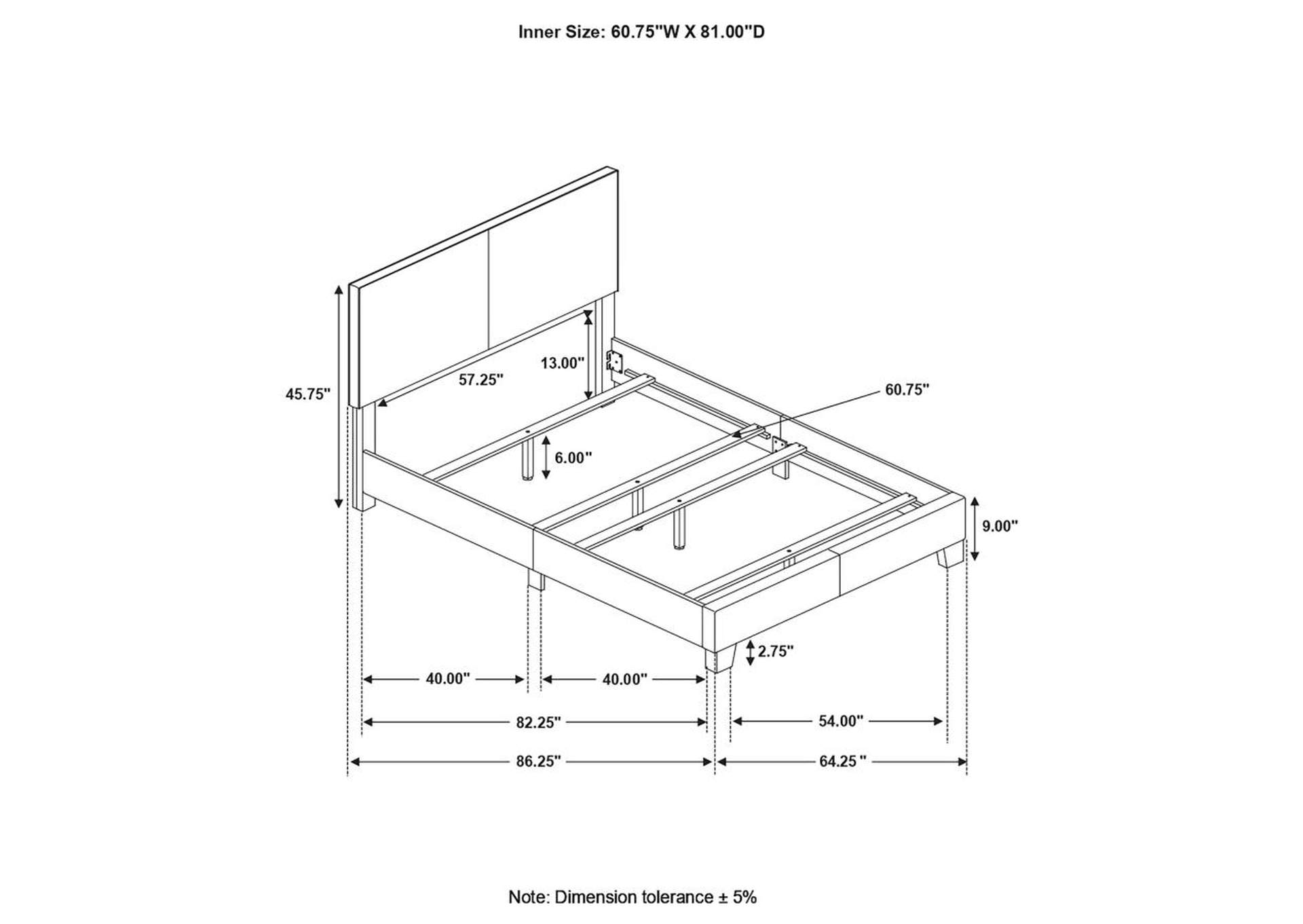 Dorian Upholstered Queen Bed Grey