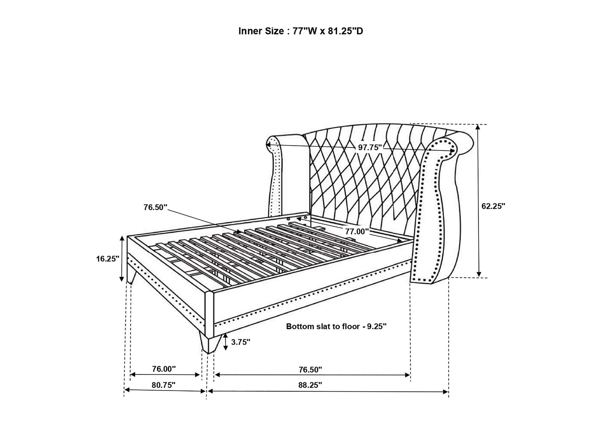 Barzini Eastern King Wingback Tufted Bed White