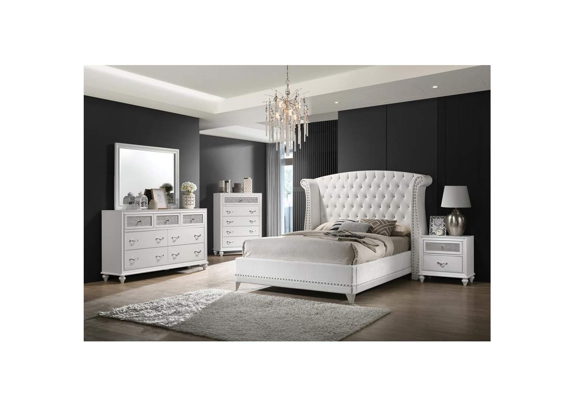 Barzini Upholstered Tufted Bedroom Set White