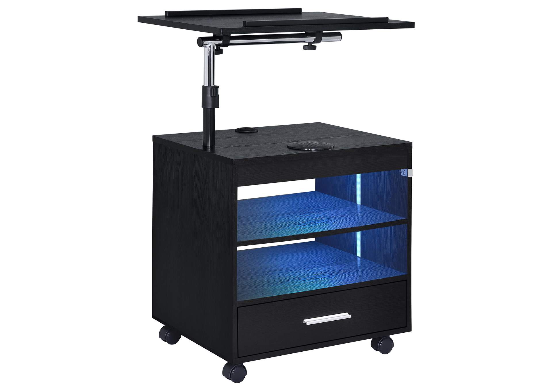 Lerma 1-drawer Adjustable Tray Top Nightstand with Speaker Black Ash image 3