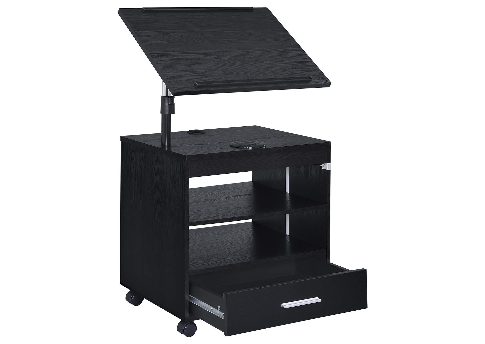 Lerma 1-drawer Adjustable Tray Top Nightstand with Speaker Black Ash image 4