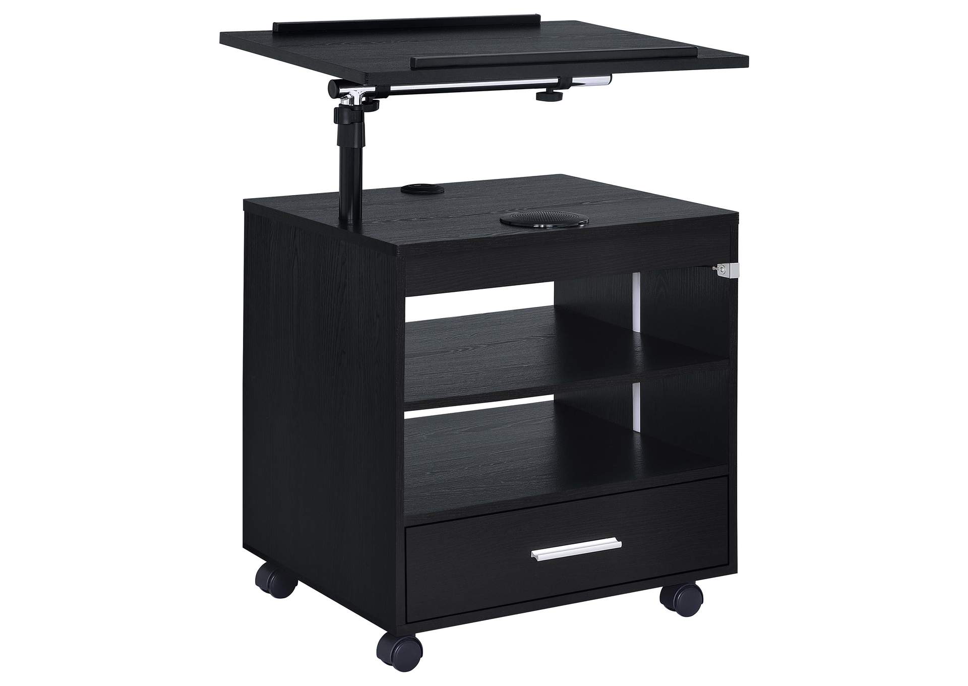 Lerma 1-drawer Adjustable Tray Top Nightstand with Speaker Black Ash image 5