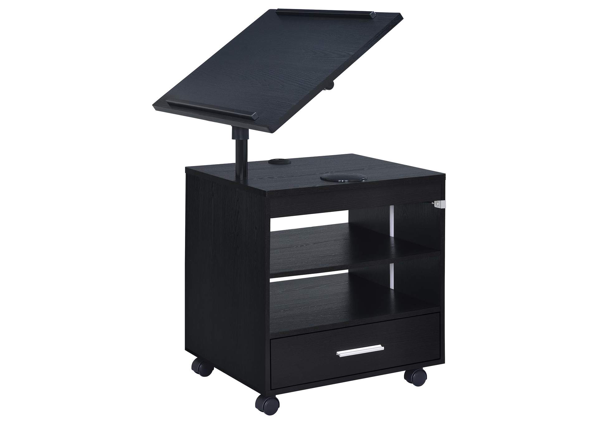 Lerma 1-drawer Adjustable Tray Top Nightstand with Speaker Black Ash image 7