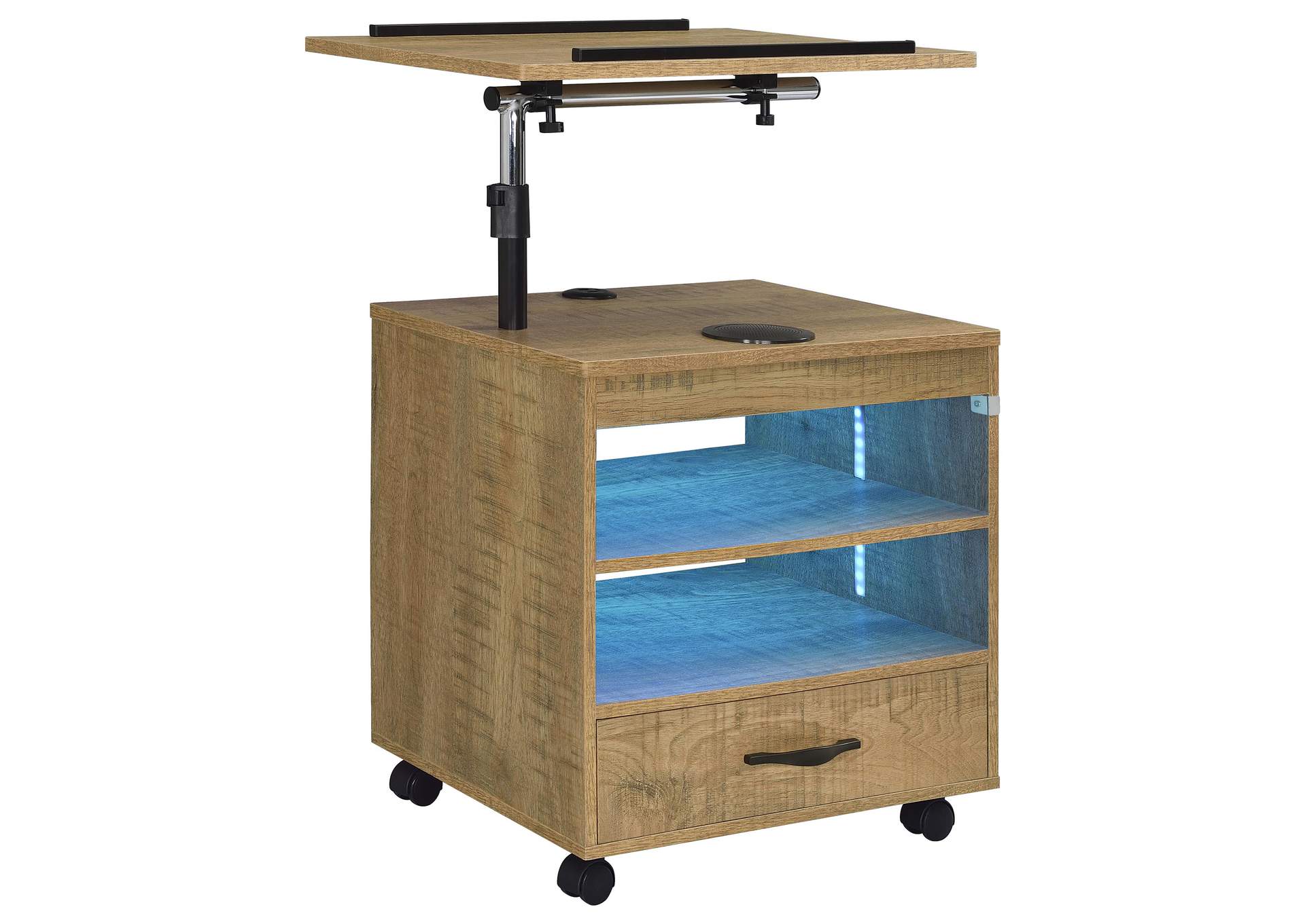 Lerma 1-drawer Adjustable Tray Top Nightstand with Speaker Mango image 3
