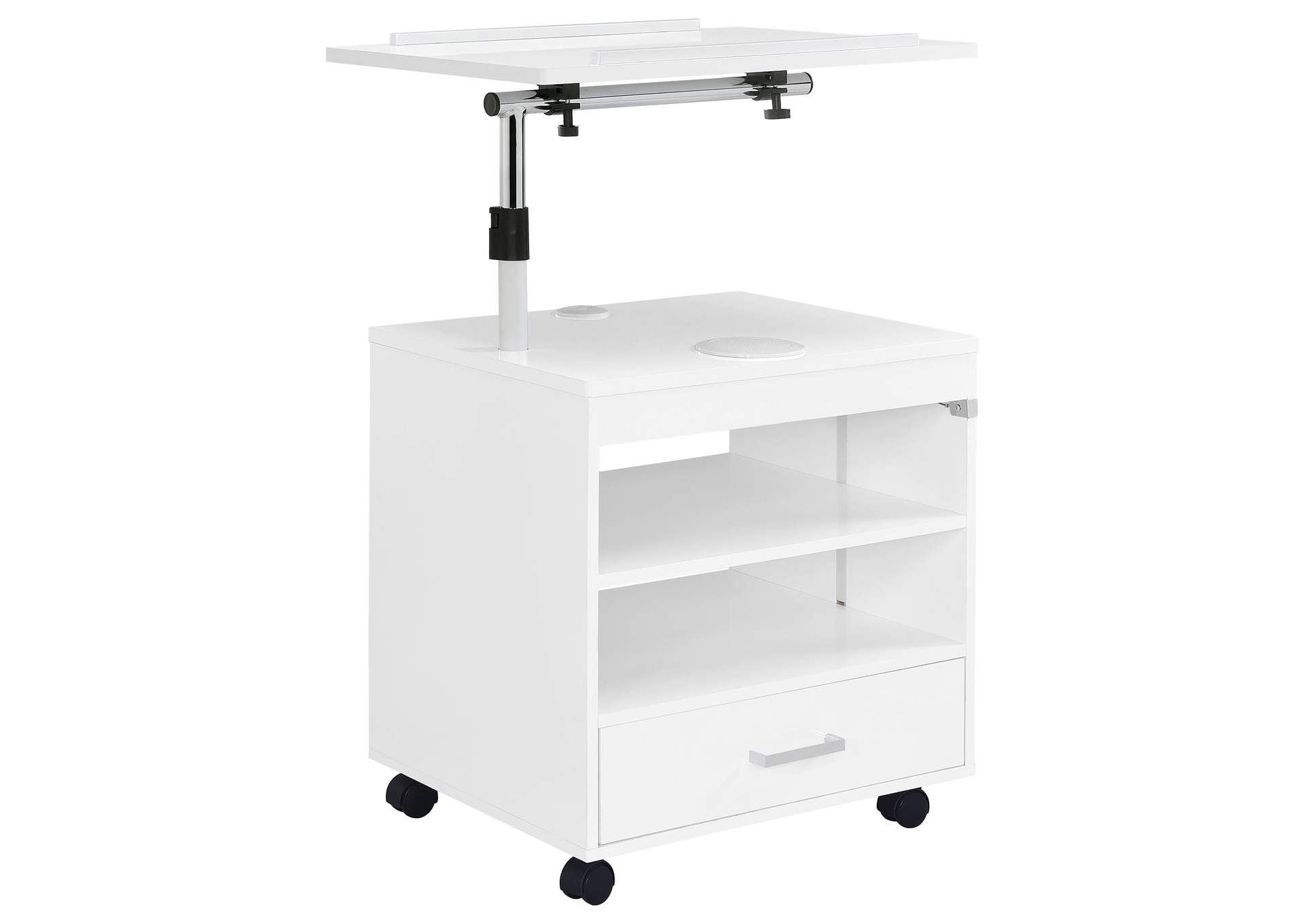 Lerma 1-drawer Adjustable Tray Top Nightstand with Speaker White High Gloss image 1