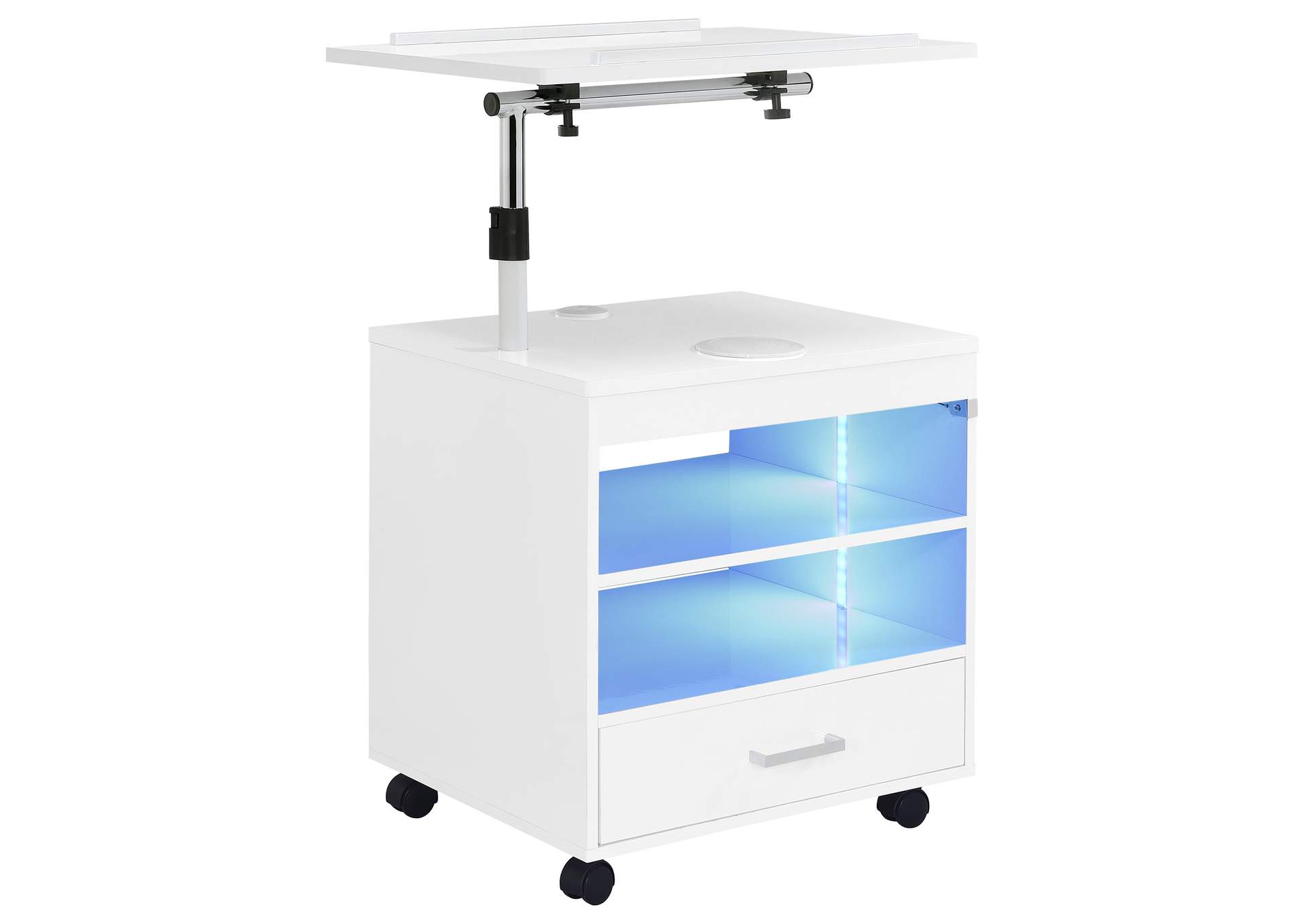 Lerma 1-drawer Adjustable Tray Top Nightstand with Speaker White High Gloss image 3
